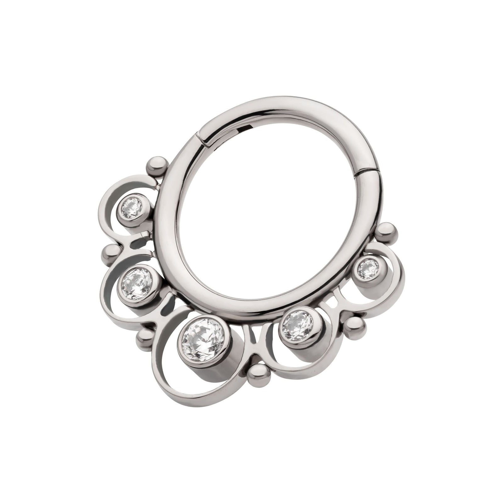 Titanium Beads 5pcs CZ Front Facing Hinged Segment Clicker tisgrh8161c -Rebel Bod-RebelBod
