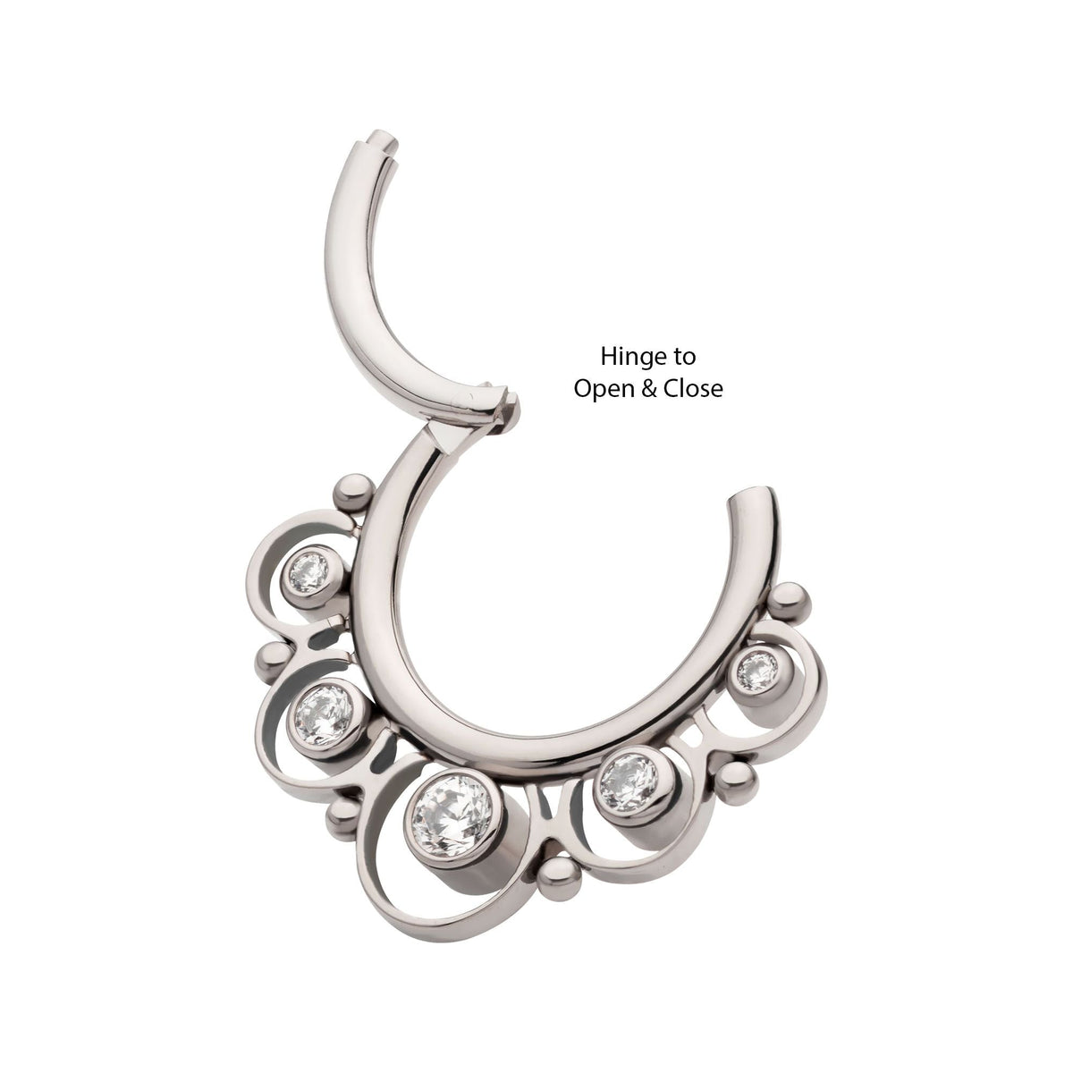 Titanium Beads 5pcs CZ Front Facing Hinged Segment Clicker tisgrh8161c -Rebel Bod-RebelBod