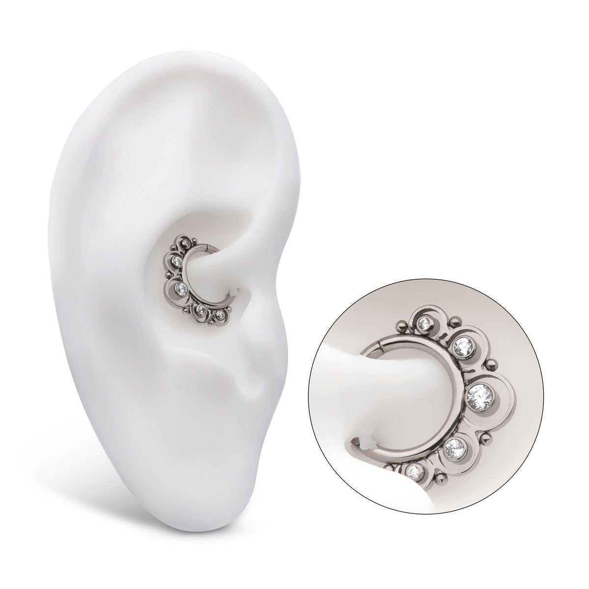 Titanium Beads 5pcs CZ Front Facing Hinged Segment Clicker tisgrh8161c -Rebel Bod-RebelBod