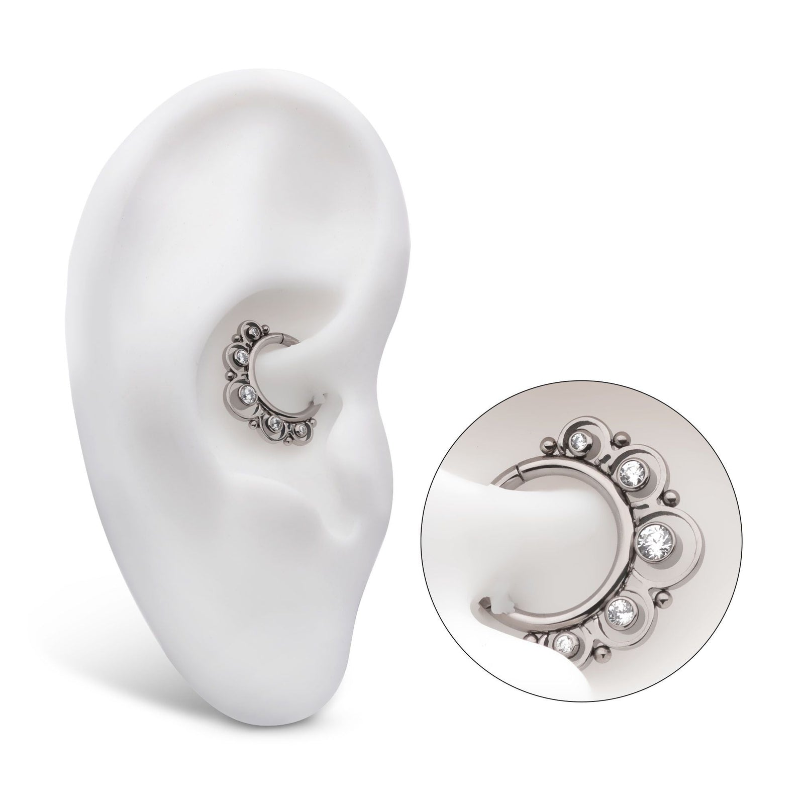 Titanium Beads 5pcs CZ Front Facing Hinged Segment Clicker tisgrh8161c -Rebel Bod-RebelBod