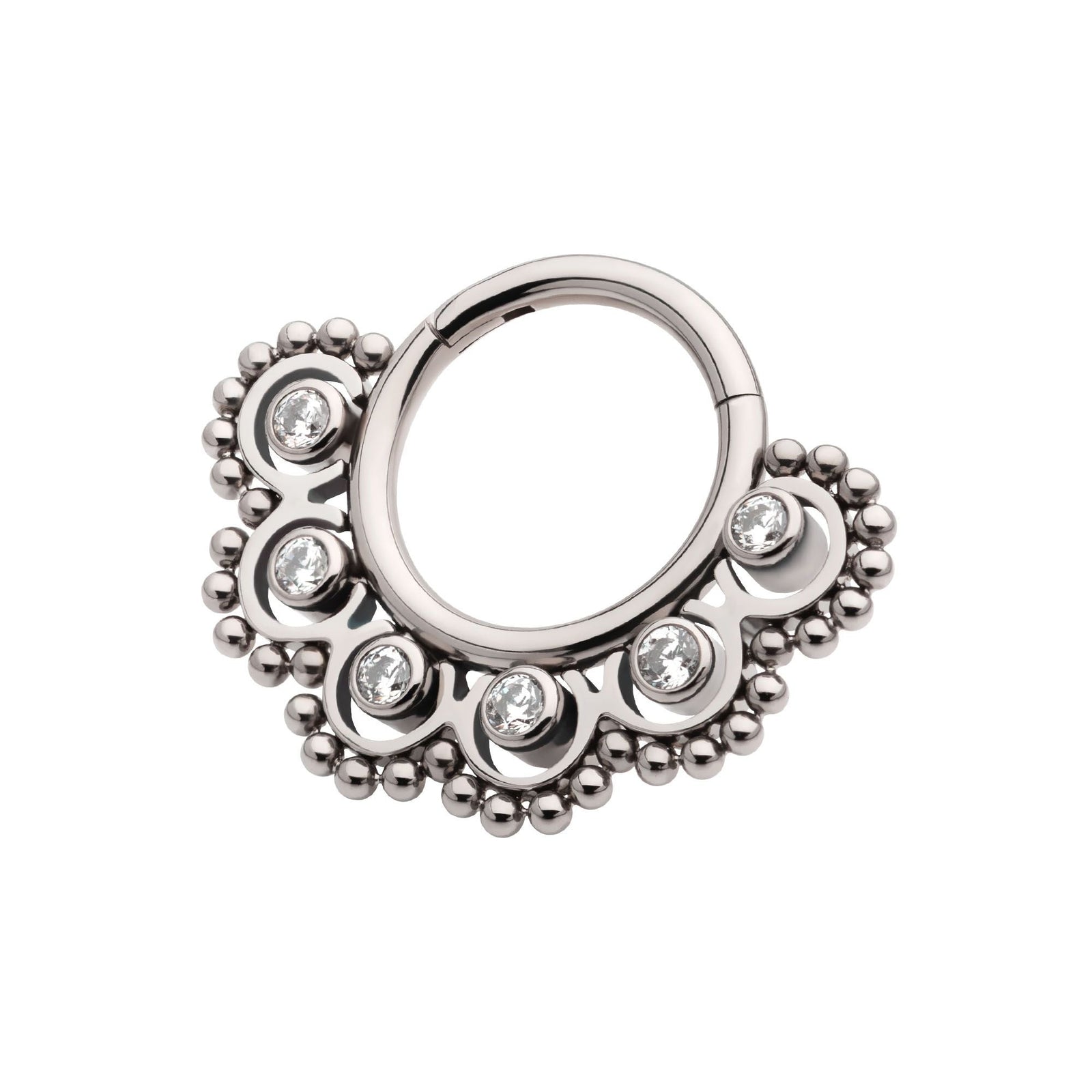 Titanium Beads 6pcs CZ Front Facing Hinged Segment Clicker tisgrh8061c -Rebel Bod-RebelBod