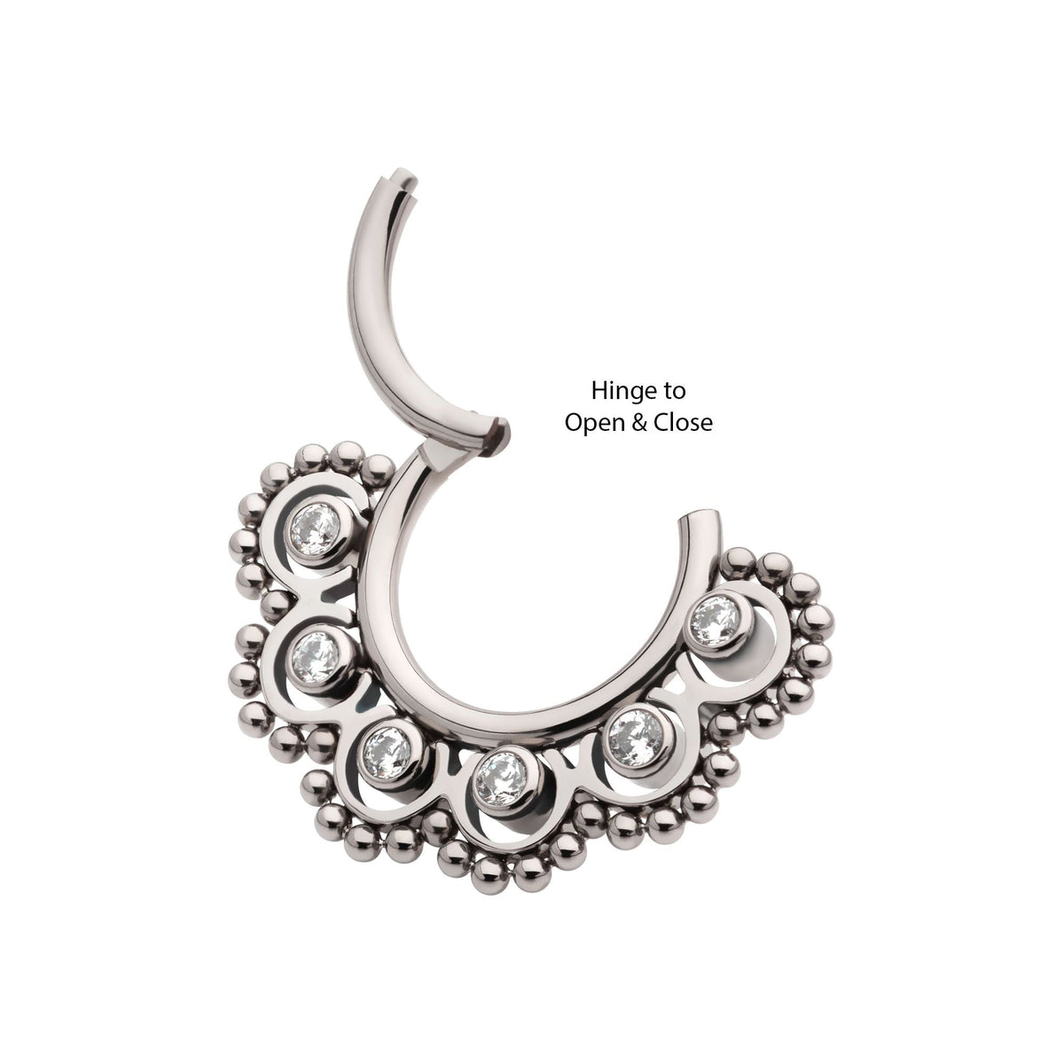 Titanium Beads 6pcs CZ Front Facing Hinged Segment Clicker tisgrh8061c -Rebel Bod-RebelBod
