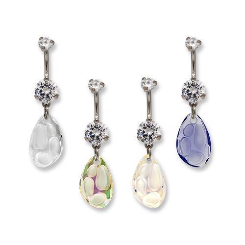 Titanium Dangle Belly Ring Radiolarian Swarovski Pendent Internally Threaded