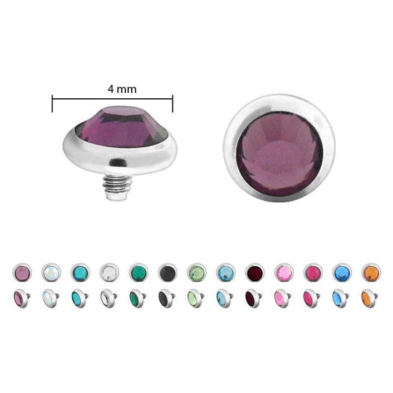 Titanium Birth Stone Gem Dermal Top 4mm ball- 1 Piece