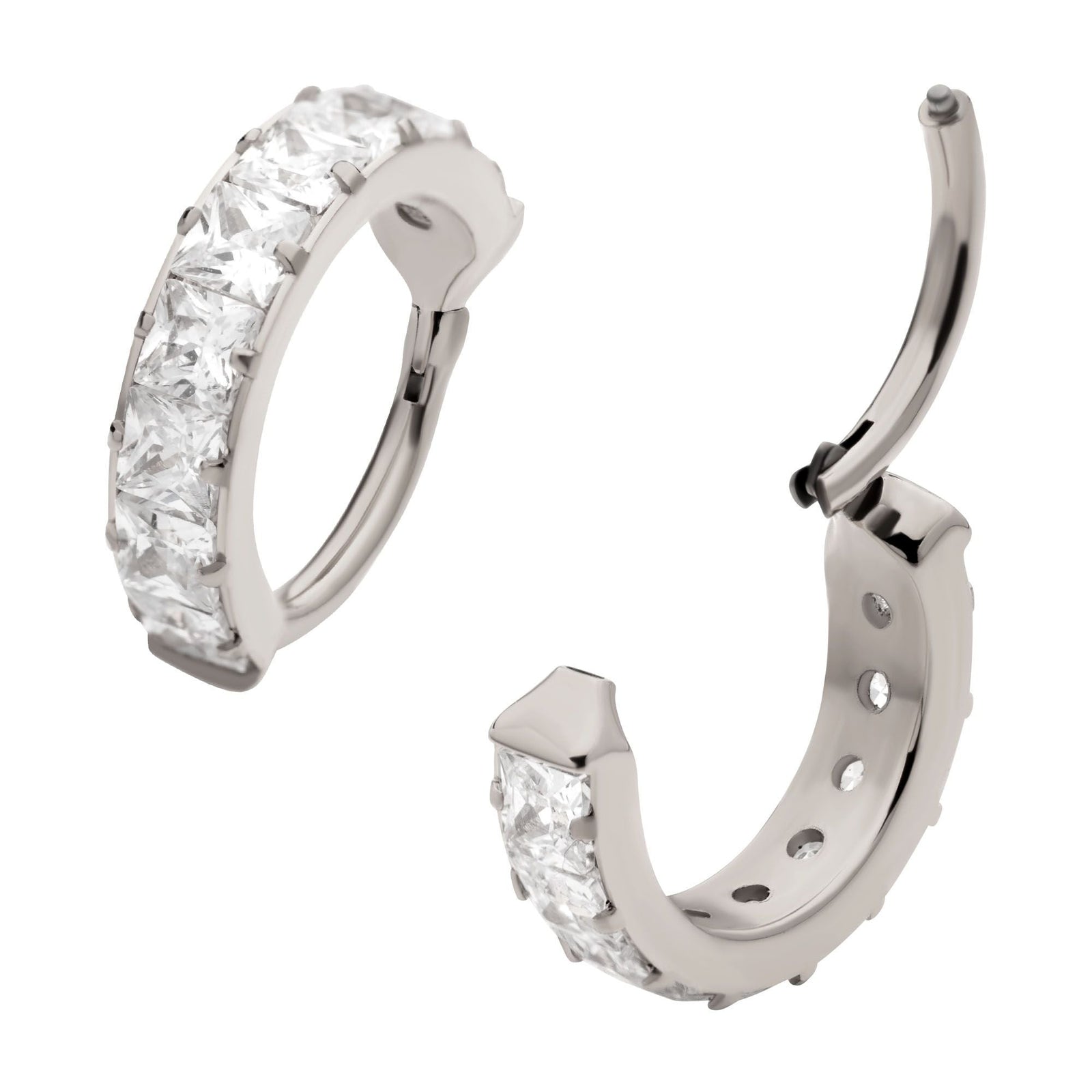 Titanium Channel Set Square CZ Side Facing Hinged Segment Clicker tisgrhe9081c -Rebel Bod-RebelBod