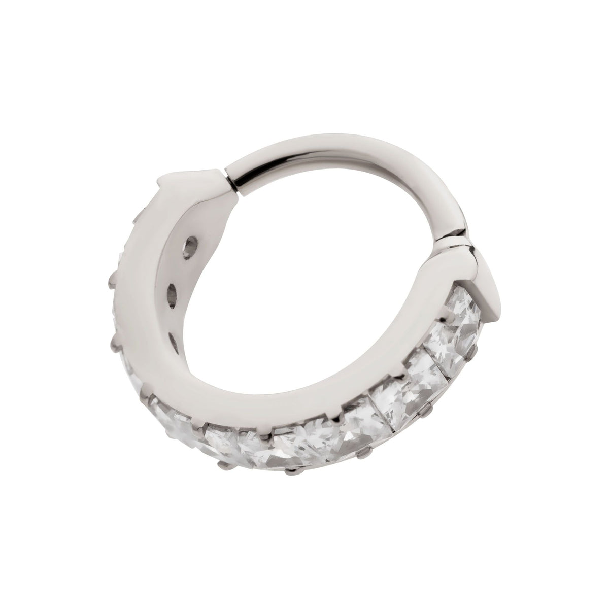 Titanium Channel Set Square CZ Side Facing Hinged Segment Clicker tisgrhe9081c -Rebel Bod-RebelBod