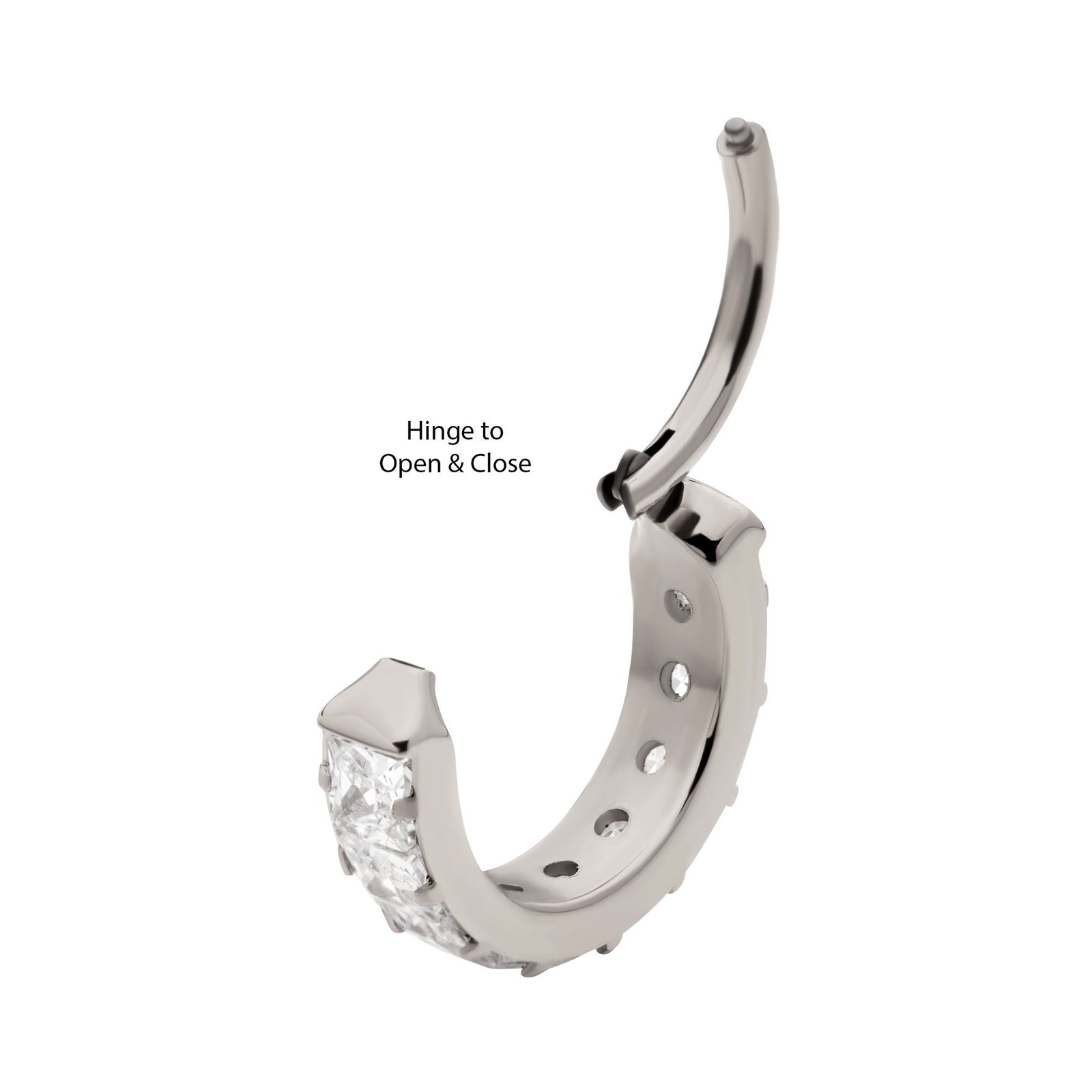 Titanium Channel Set Square CZ Side Facing Hinged Segment Clicker tisgrhe9081c -Rebel Bod-RebelBod