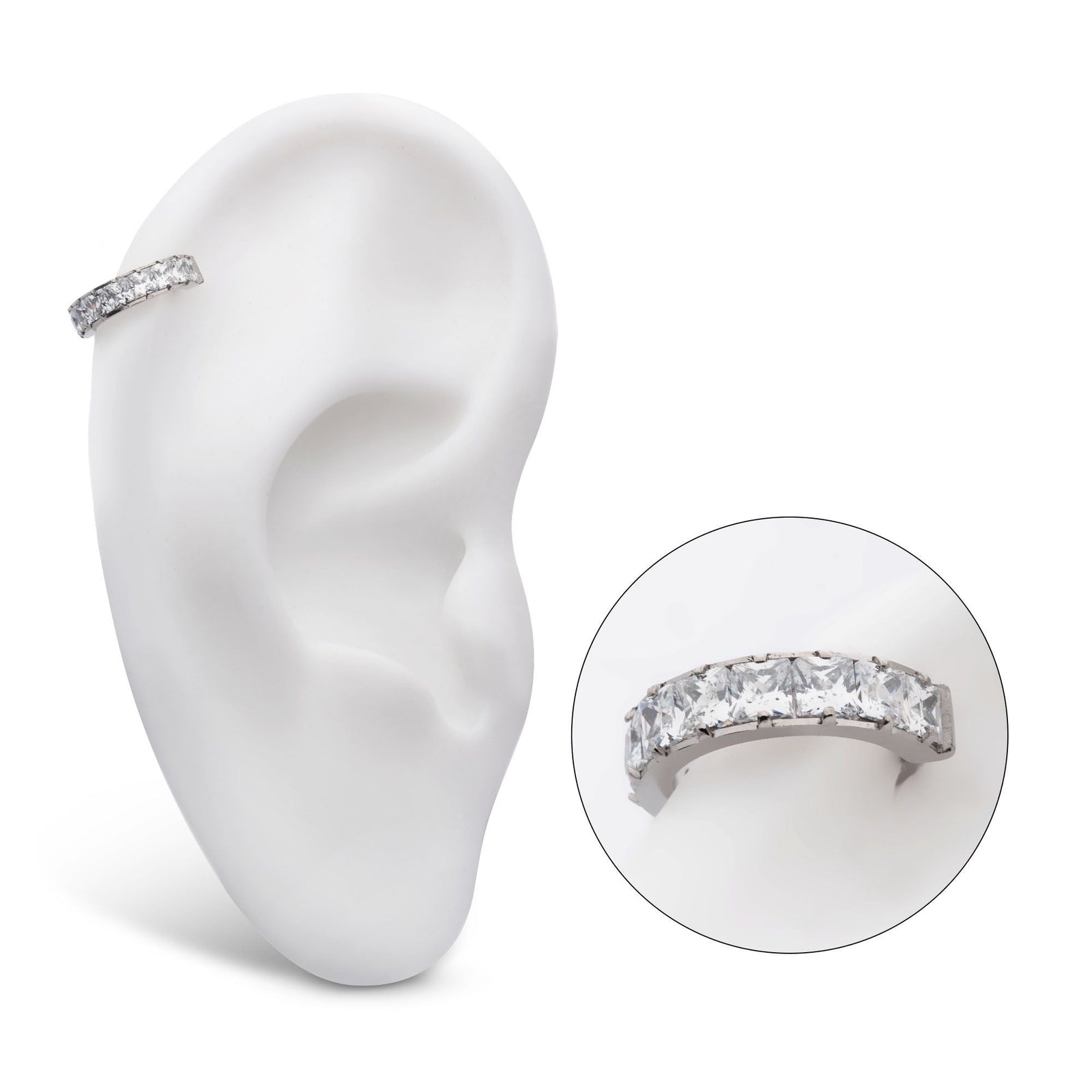 Titanium Channel Set Square CZ Side Facing Hinged Segment Clicker tisgrhe9081c -Rebel Bod-RebelBod
