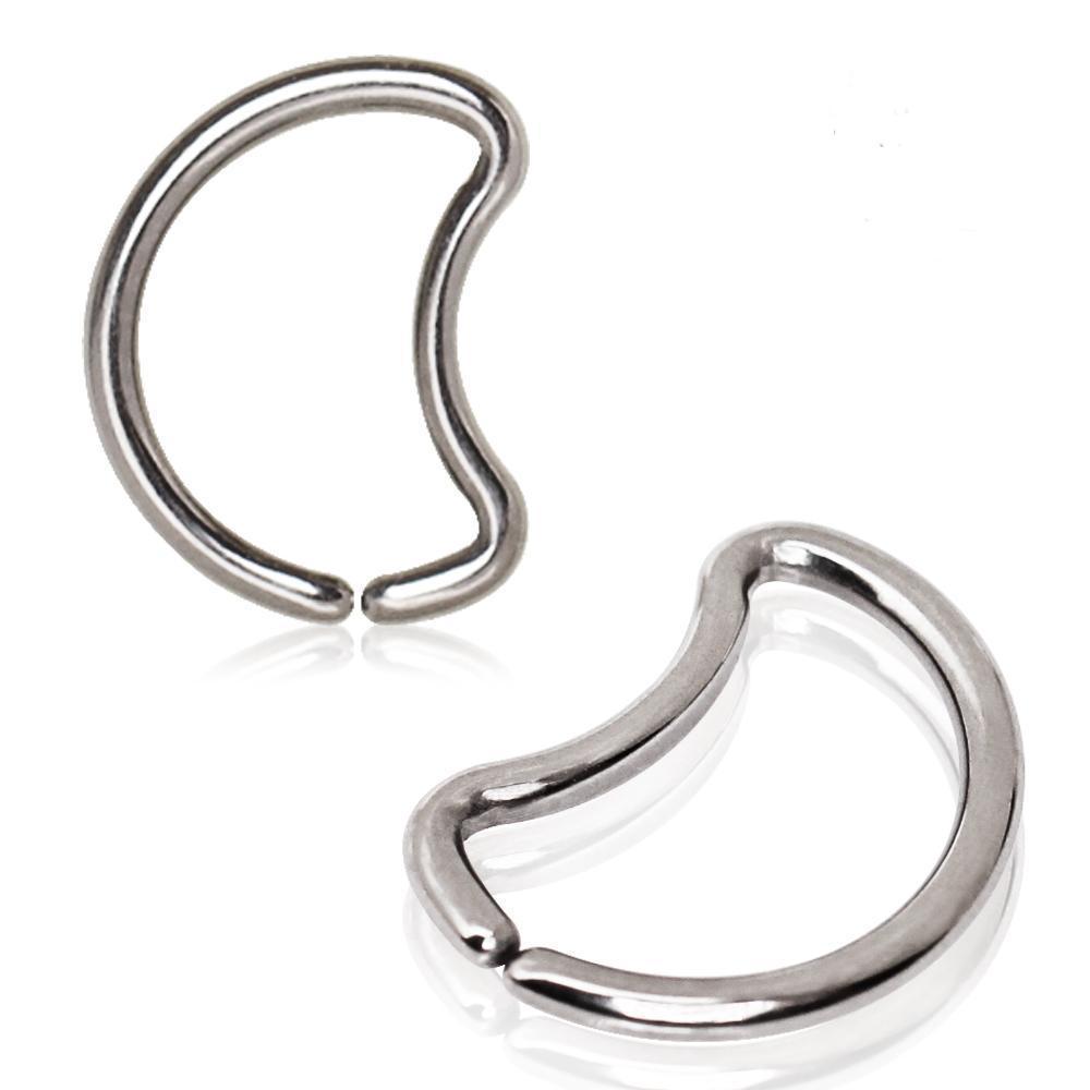 Cartilage Earring - Cartilage Hoop Titanium Crescent Moon Seamless Cartilage Earring - 1 Piece -Rebel Bod-RebelBod