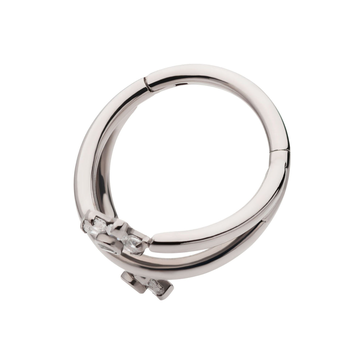 Titanium Double Ended Twist Side Facing Hinged Segment Clicker Flower CZ tisgrhe9162c -Rebel Bod-RebelBod