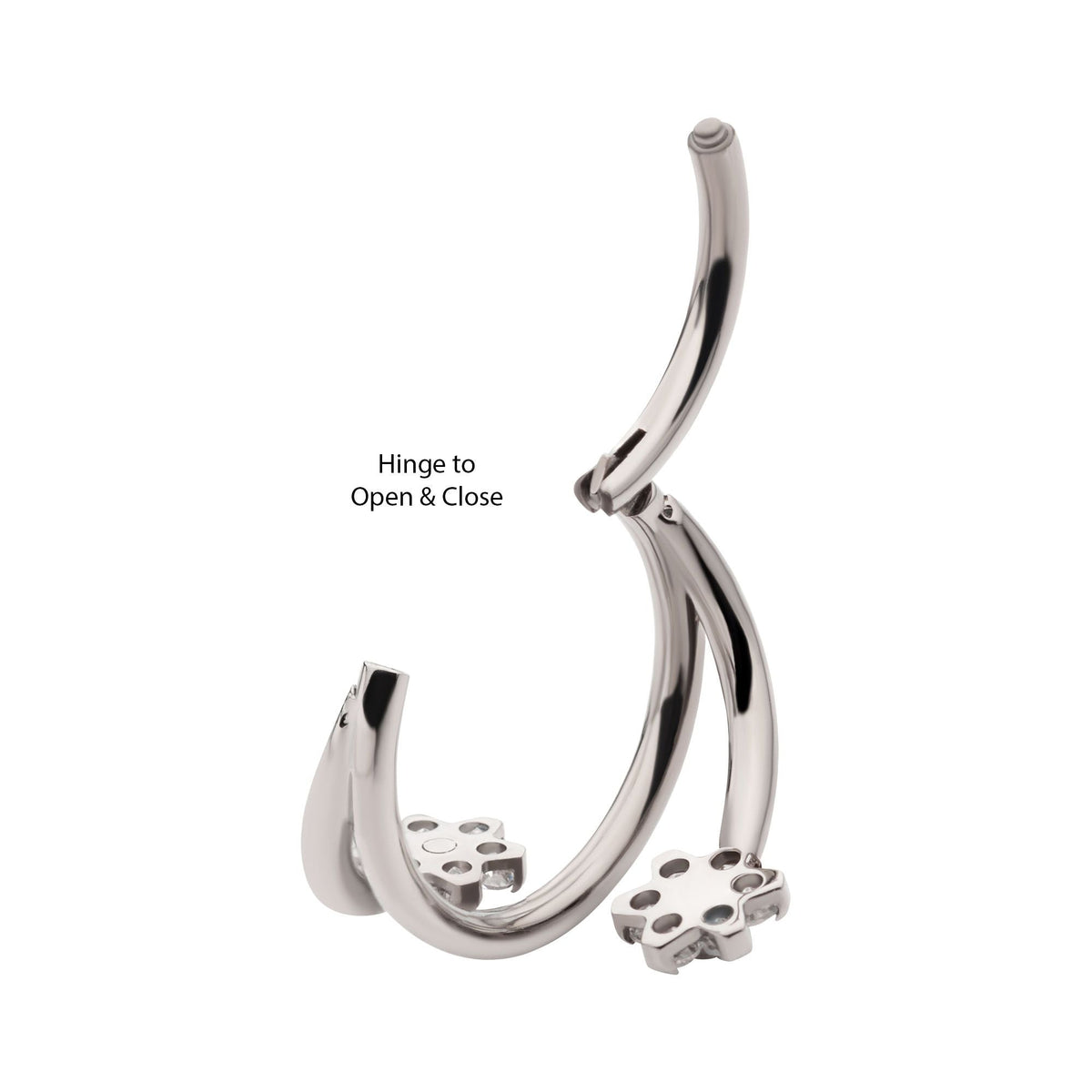 Titanium Double Ended Twist Side Facing Hinged Segment Clicker Flower CZ tisgrhe9162c -Rebel Bod-RebelBod