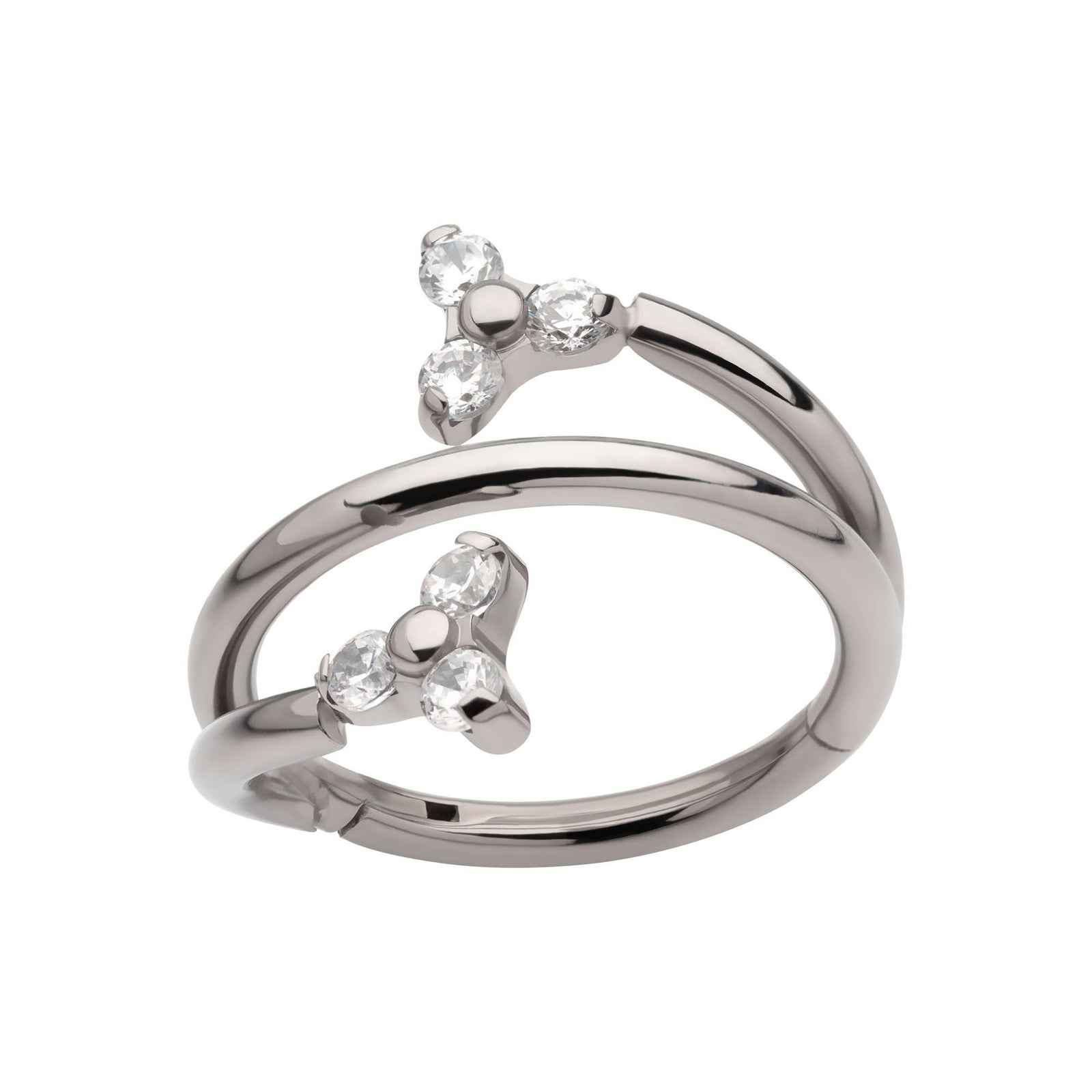 Titanium Double Ended Twist Side Facing Hinged Segment Clicker Trinity CZ tisgrhe9262c -Rebel Bod-RebelBod