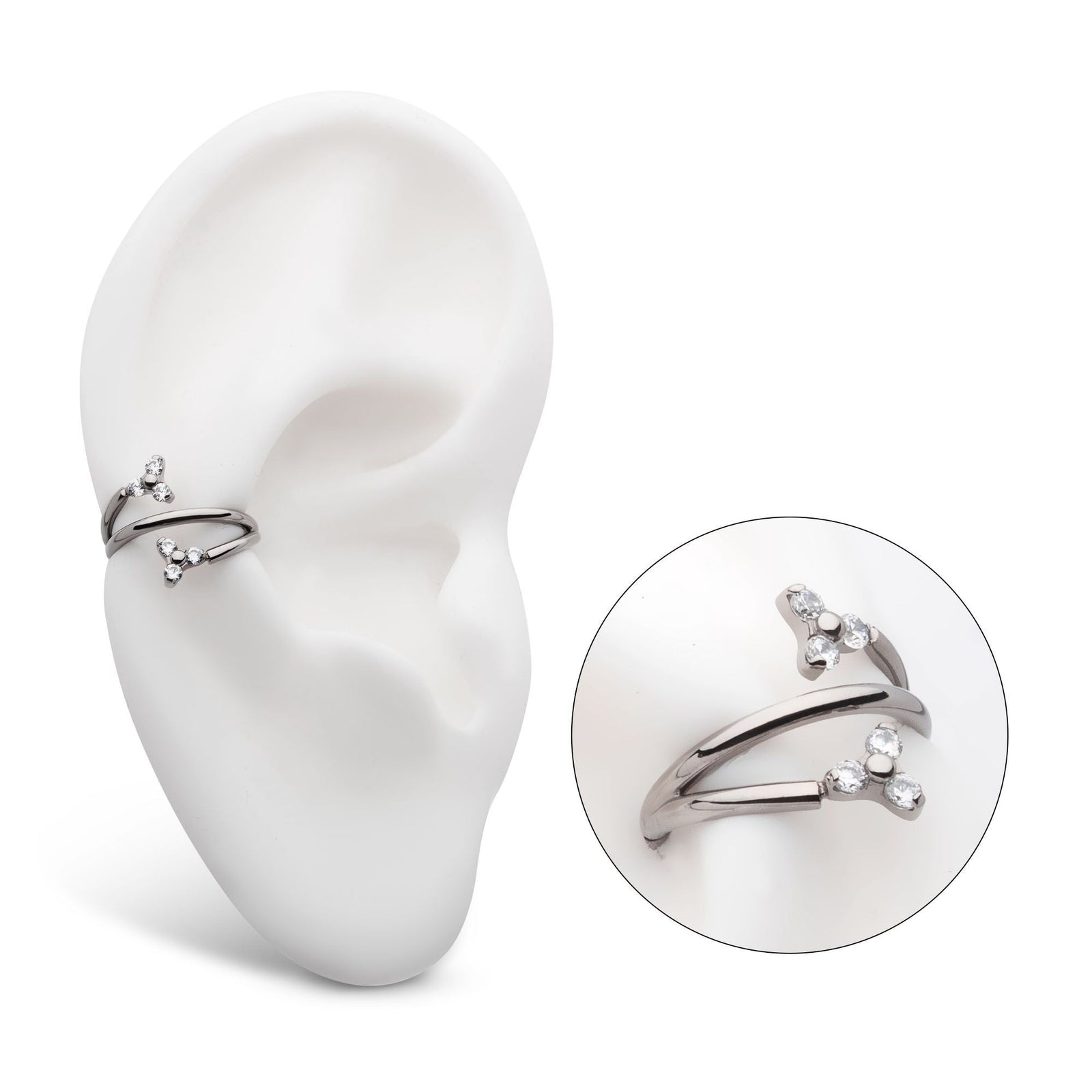 Titanium Double Ended Twist Side Facing Hinged Segment Clicker Trinity CZ tisgrhe9262c -Rebel Bod-RebelBod