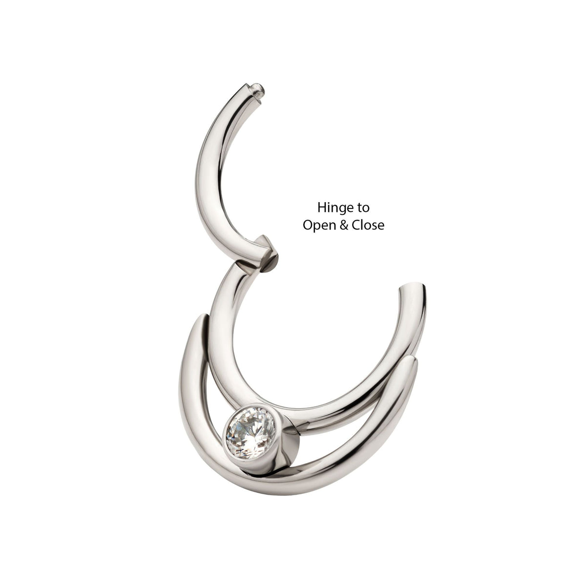 Titanium Double Hoop Round CZ/Opal Front Facing Hinged Segment Clicker tisgrh8361c -Rebel Bod-RebelBod