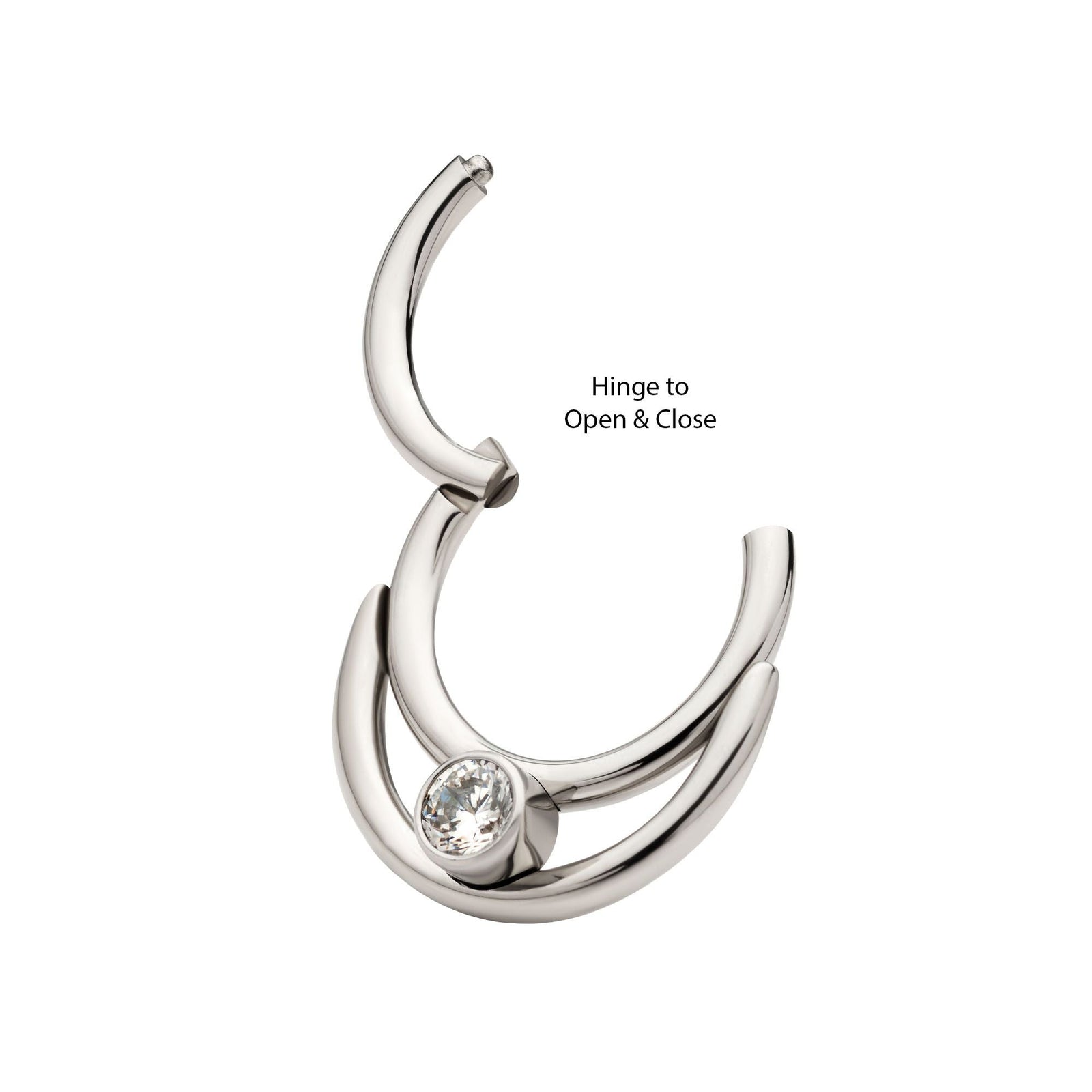 Titanium Double Hoop Round CZ/Opal Front Facing Hinged Segment Clicker tisgrh8361c -Rebel Bod-RebelBod