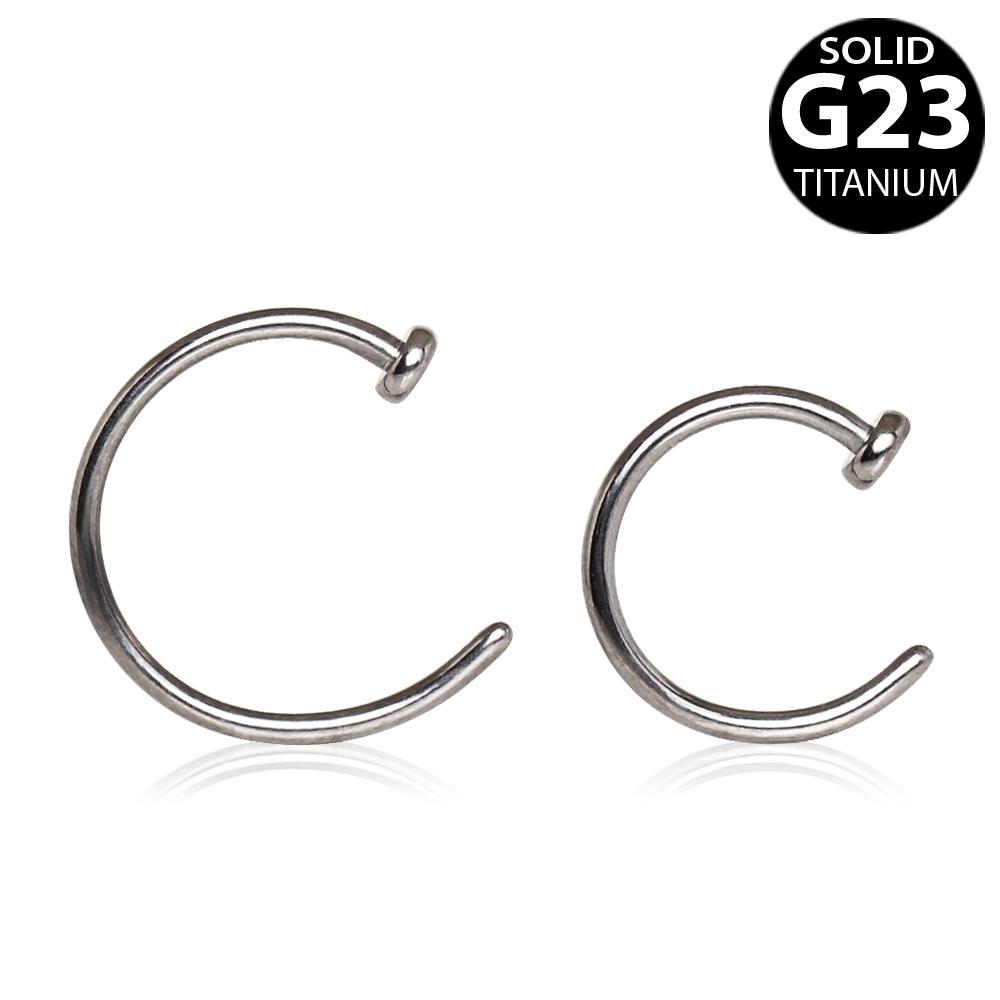 c shaped lip ring Titanium Flattened C-Shape Nose Hoop Ring