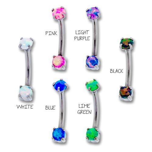Titanium Front Facing Opal Curve Barbell - 1 Piece