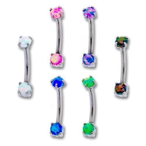 Titanium Front Facing Opal Curve Barbell - 1 Piece