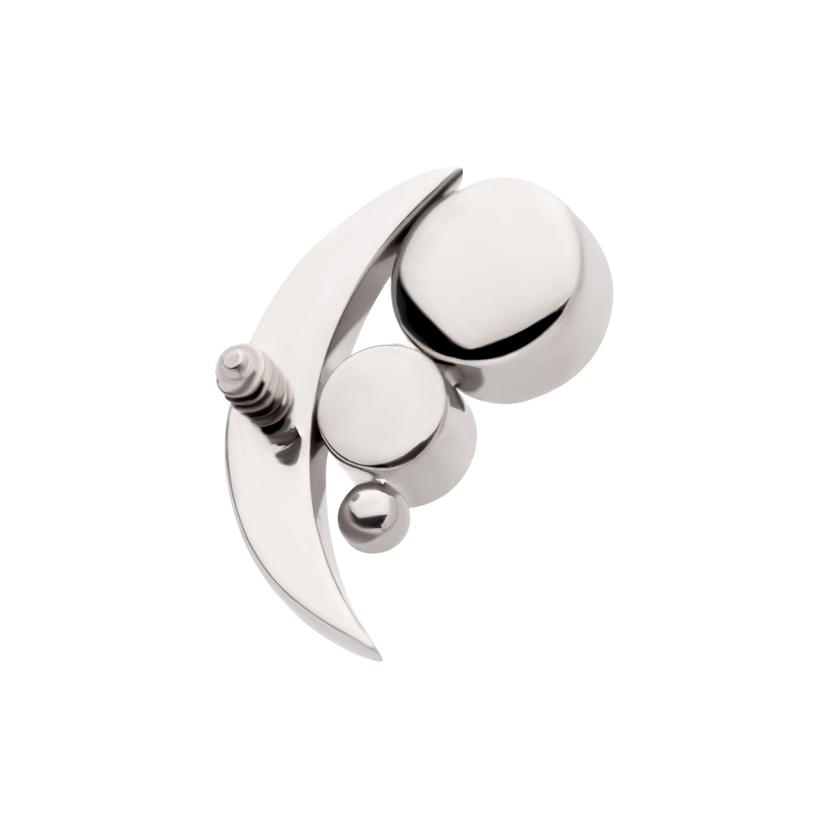 Titanium Internally Threaded Bezel Set CZ Bead Crescent Moon Top titd817c -Rebel Bod-RebelBod