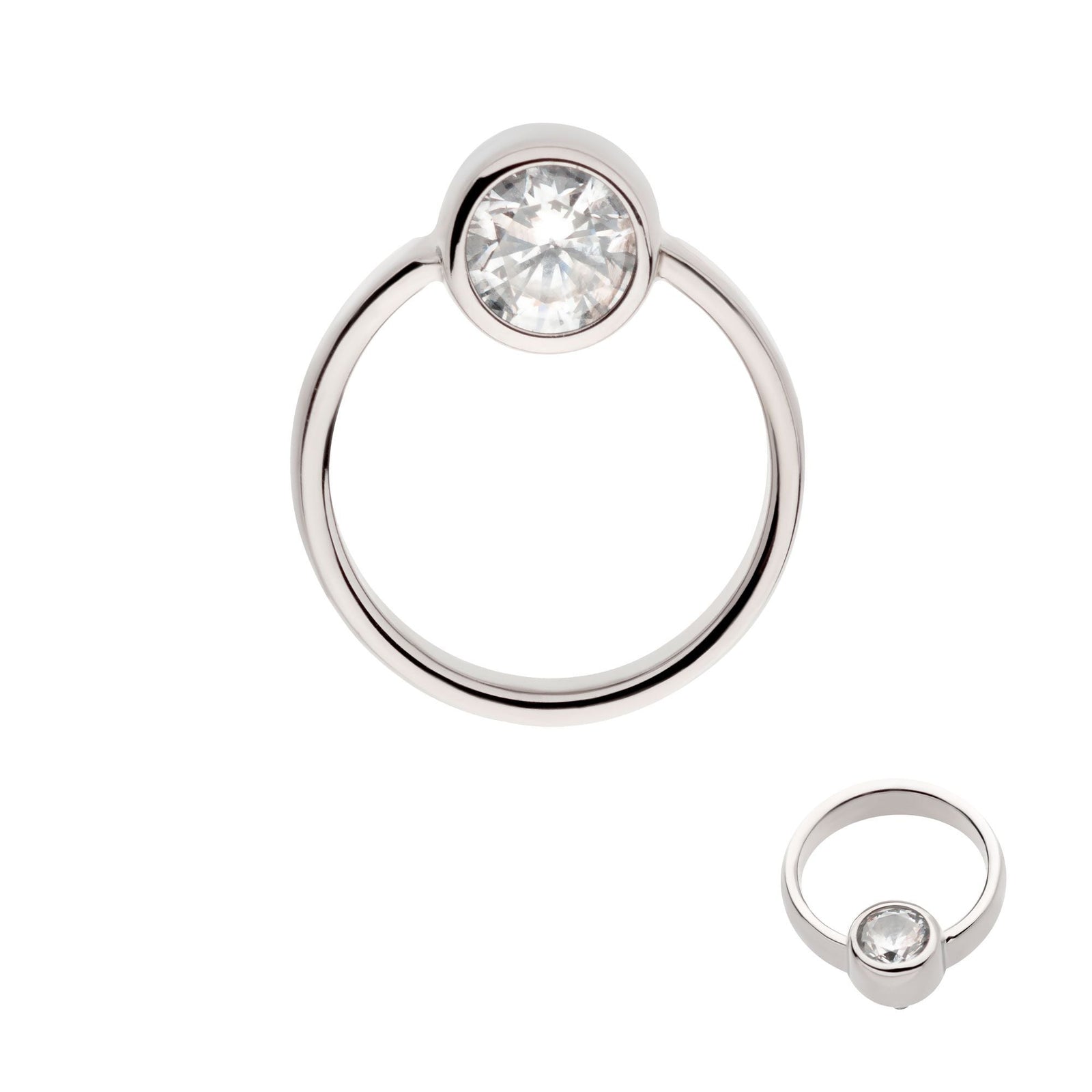 Titanium Internally Threaded Bezel Set CZ Cut Out Circle Top titd815c -Rebel Bod-RebelBod