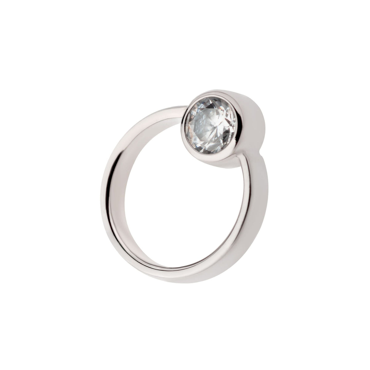 Titanium Internally Threaded Bezel Set CZ Cut Out Circle Top titd815c -Rebel Bod-RebelBod