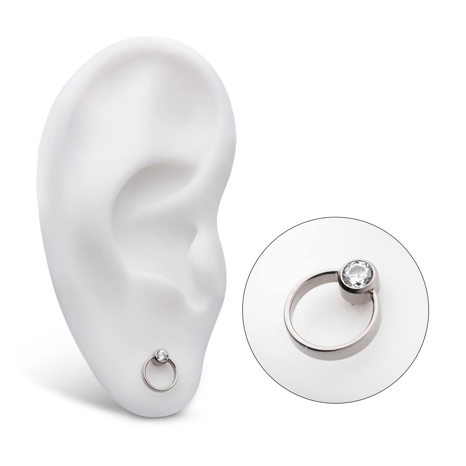 Titanium Internally Threaded Bezel Set CZ Cut Out Circle Top titd815c -Rebel Bod-RebelBod