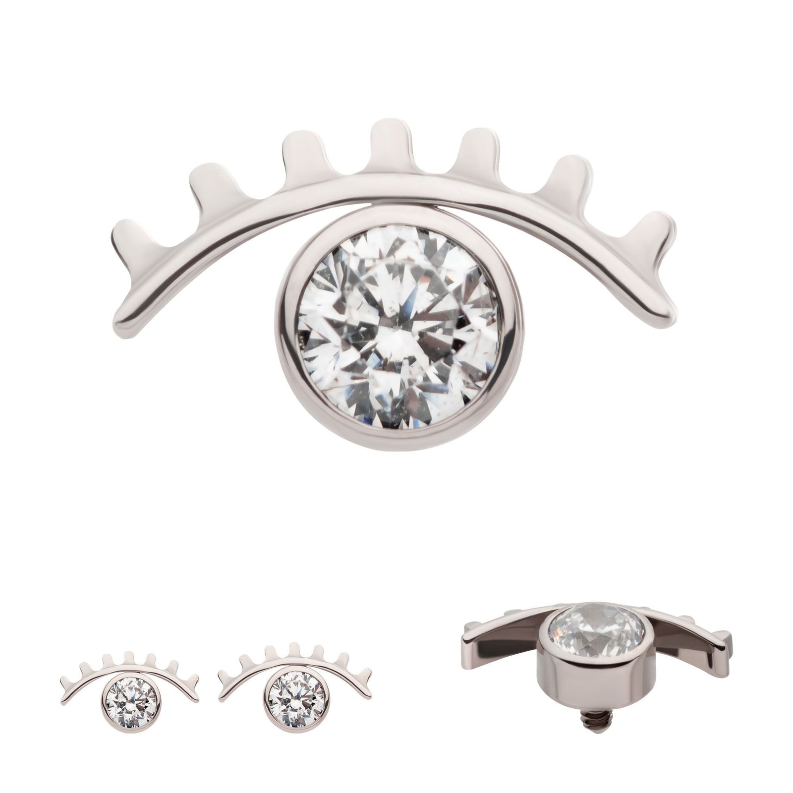 Titanium Internally Threaded Bezel Set CZ Cut Out Evil Eye Top titd816c -Rebel Bod-RebelBod