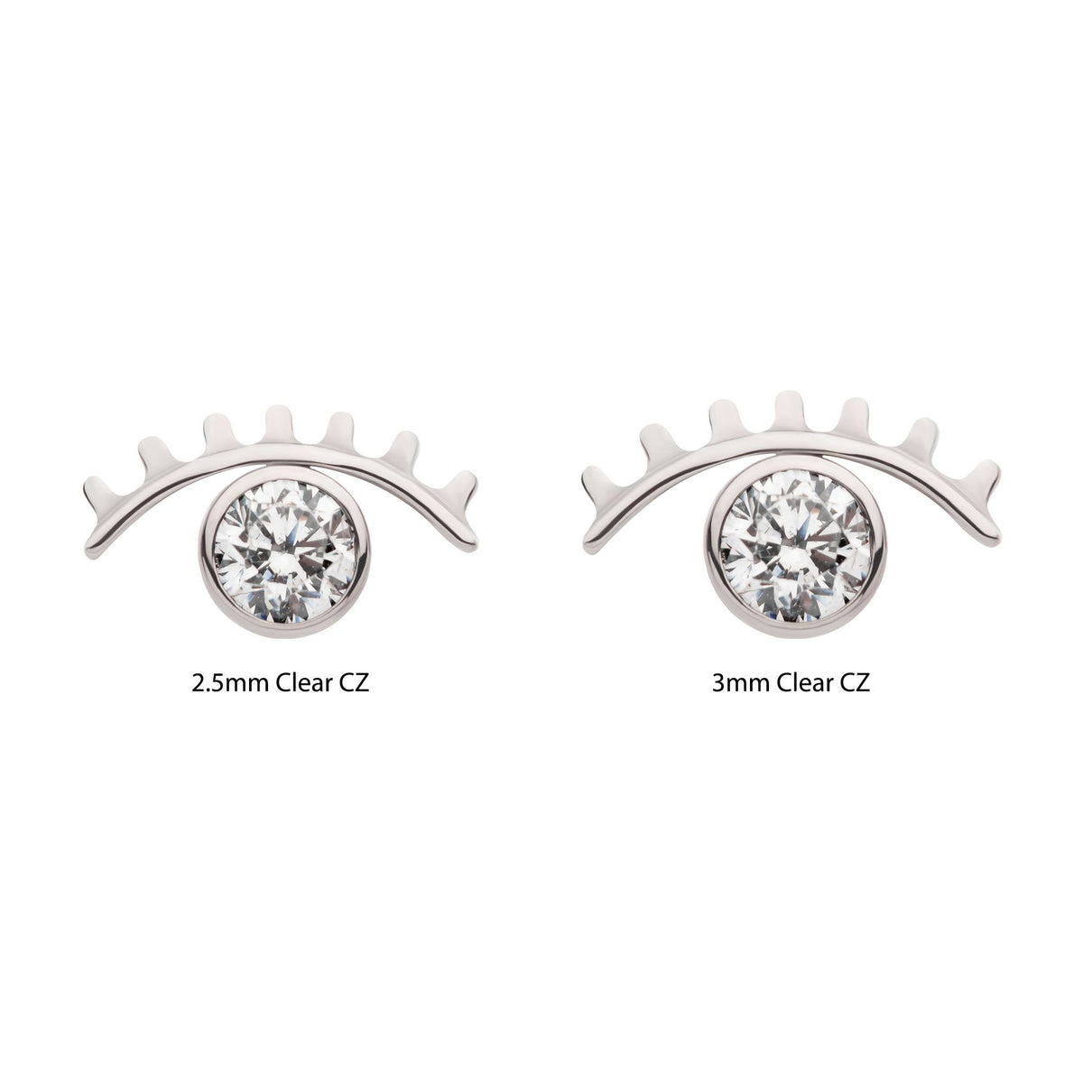 Titanium Internally Threaded Bezel Set CZ Cut Out Evil Eye Top titd816c -Rebel Bod-RebelBod