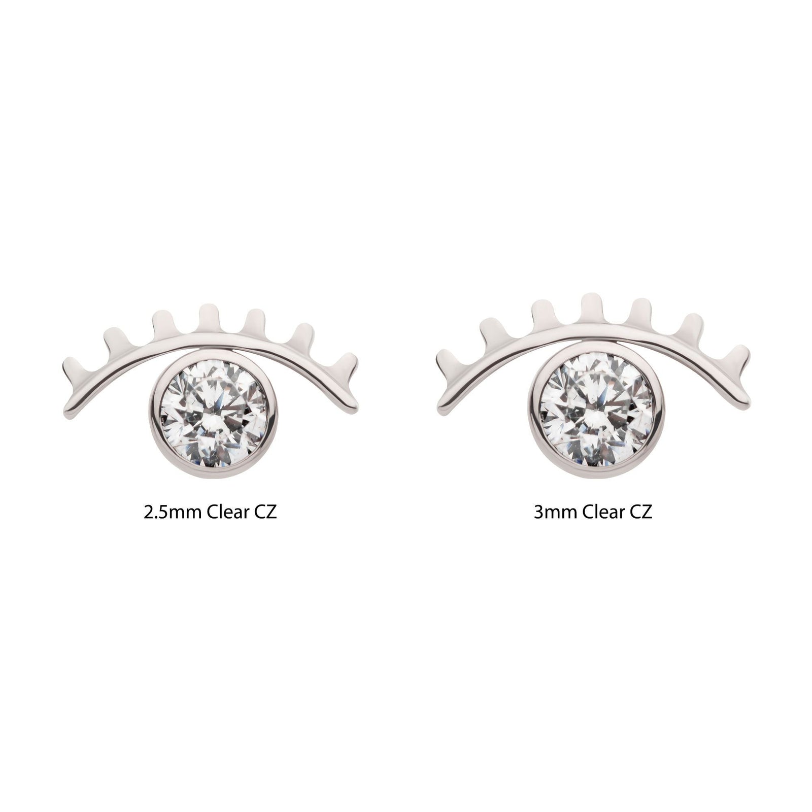 Titanium Internally Threaded Bezel Set CZ Cut Out Evil Eye Top titd816c -Rebel Bod-RebelBod