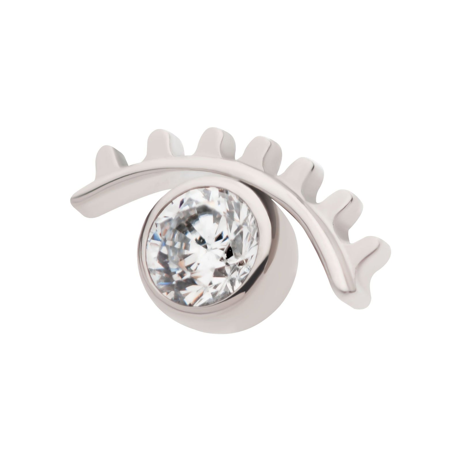 Titanium Internally Threaded Bezel Set CZ Cut Out Evil Eye Top titd816c -Rebel Bod-RebelBod
