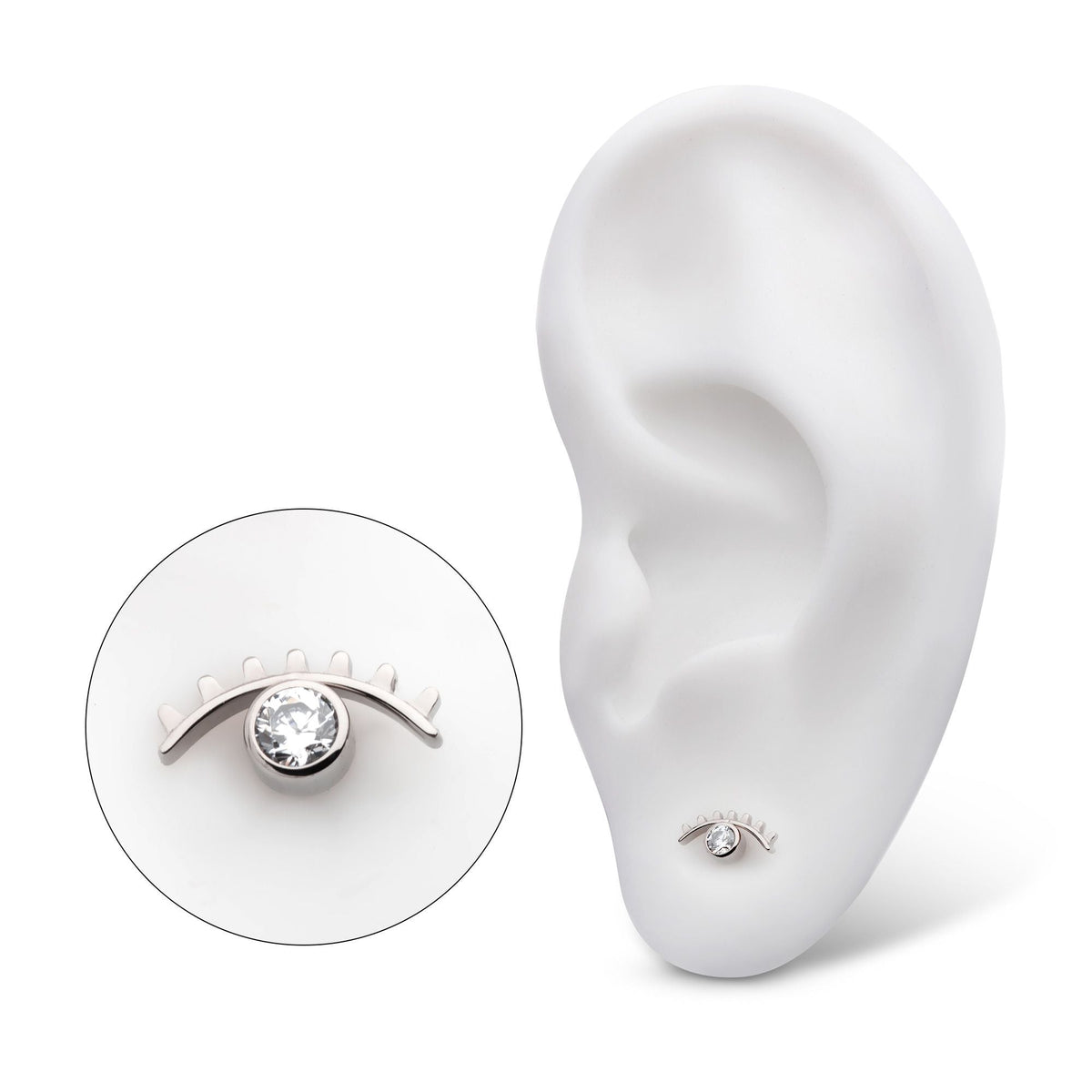 Titanium Internally Threaded Bezel Set CZ Cut Out Evil Eye Top titd816c -Rebel Bod-RebelBod