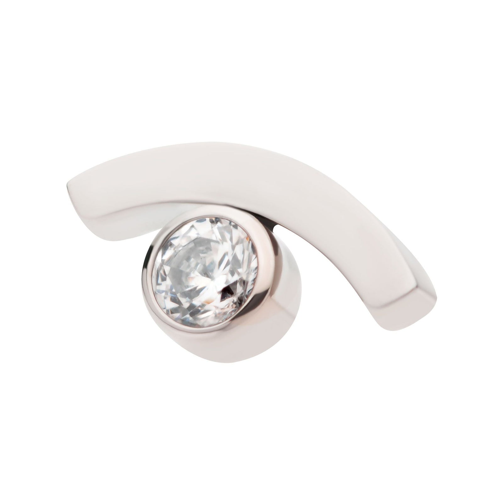 Titanium Internally Threaded Bezel Set CZ in a Curve Line Top titd811c -Rebel Bod-RebelBod