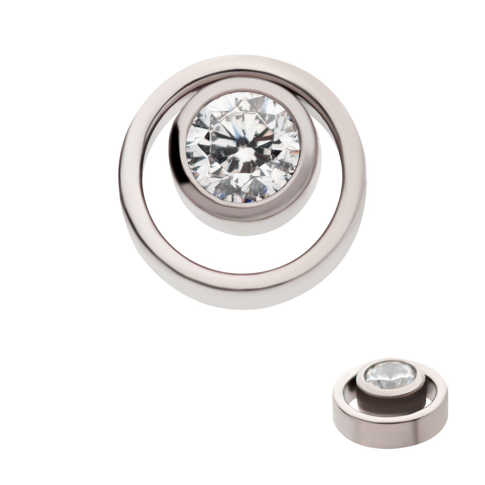 Titanium Internally Threaded Bezel Set CZ in a Cut Out Circle Top titd812c -Rebel Bod-RebelBod