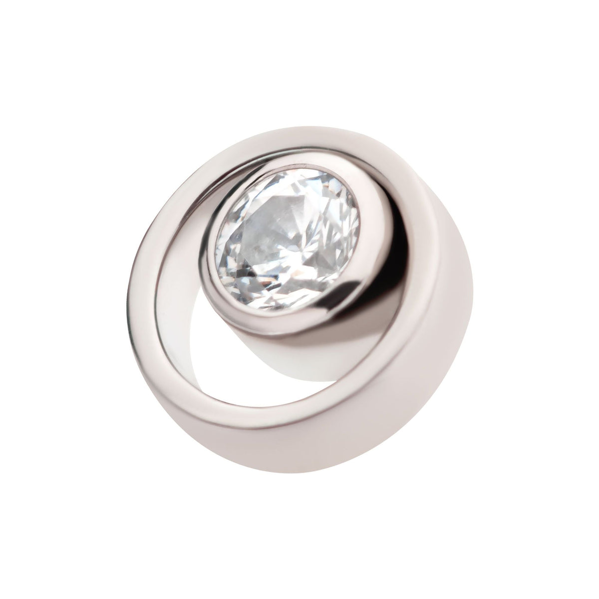Titanium Internally Threaded Bezel Set CZ in a Cut Out Circle Top titd812c -Rebel Bod-RebelBod