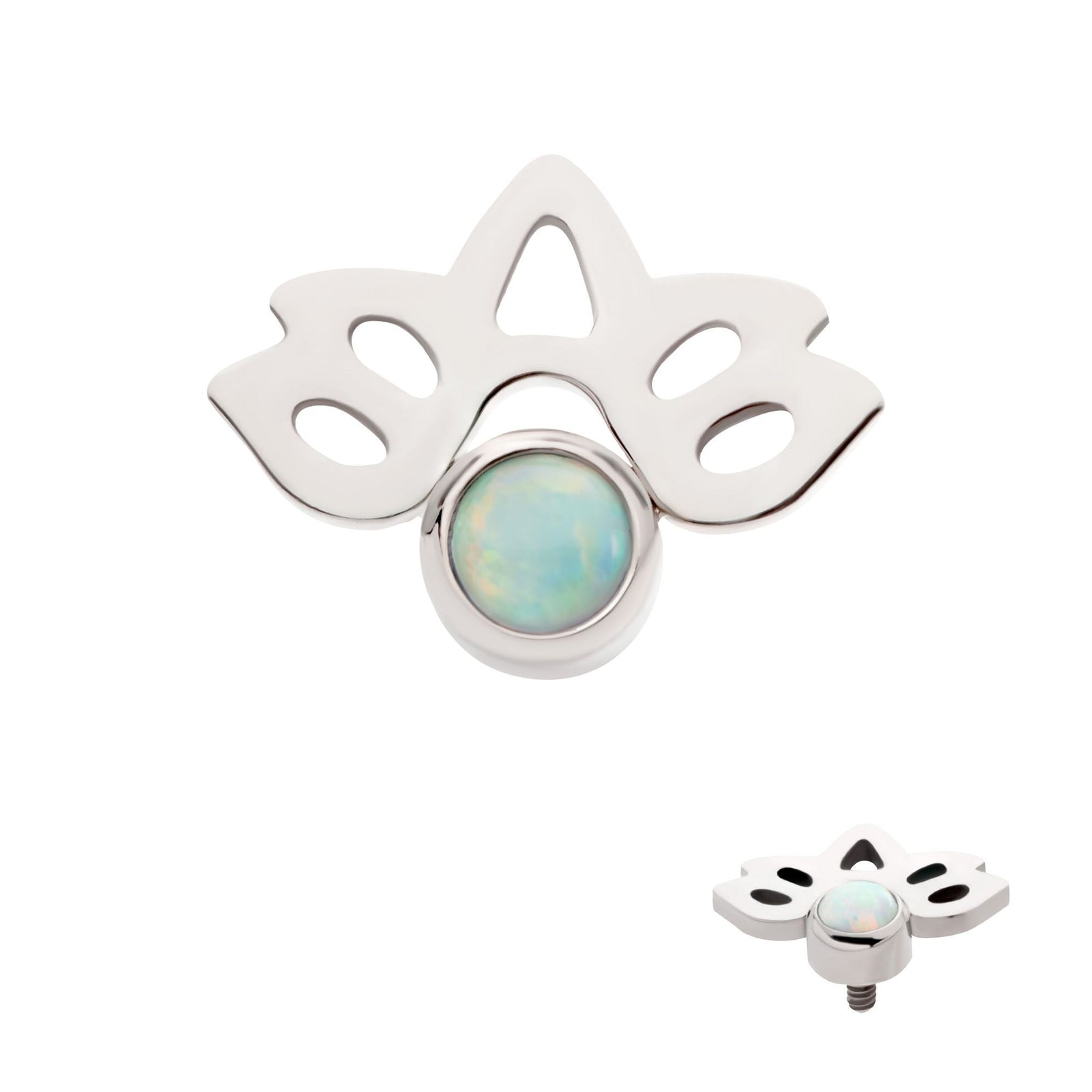 Titanium Internally Threaded Bezel Set Opal Lotus Flower Top titd826wo -Rebel Bod-RebelBod
