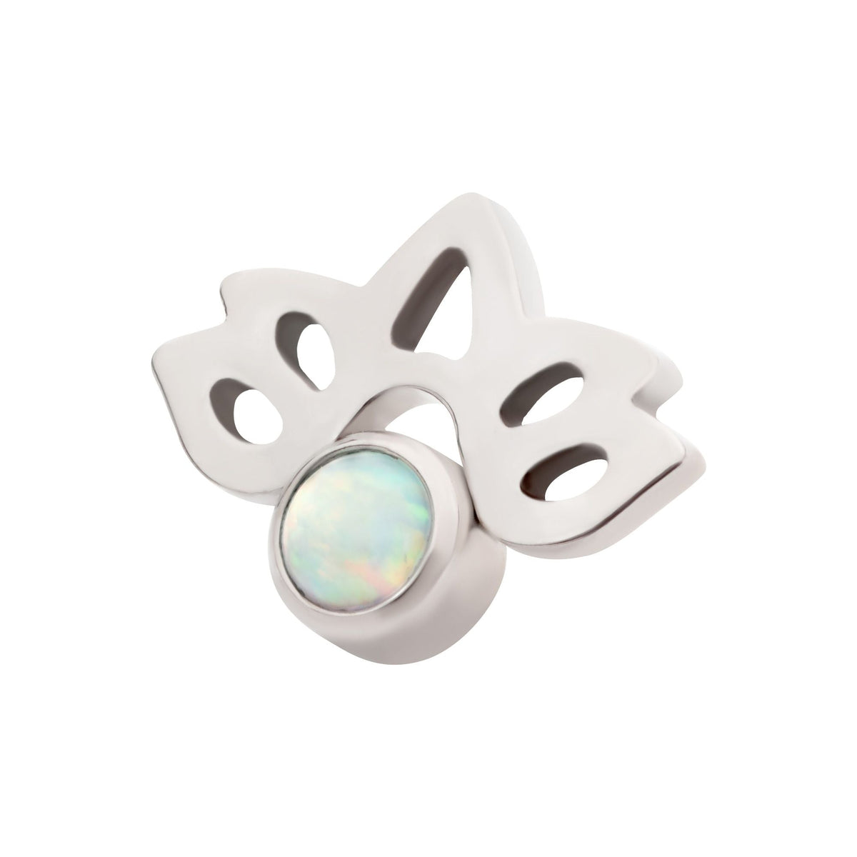 Titanium Internally Threaded Bezel Set Opal Lotus Flower Top titd826wo -Rebel Bod-RebelBod