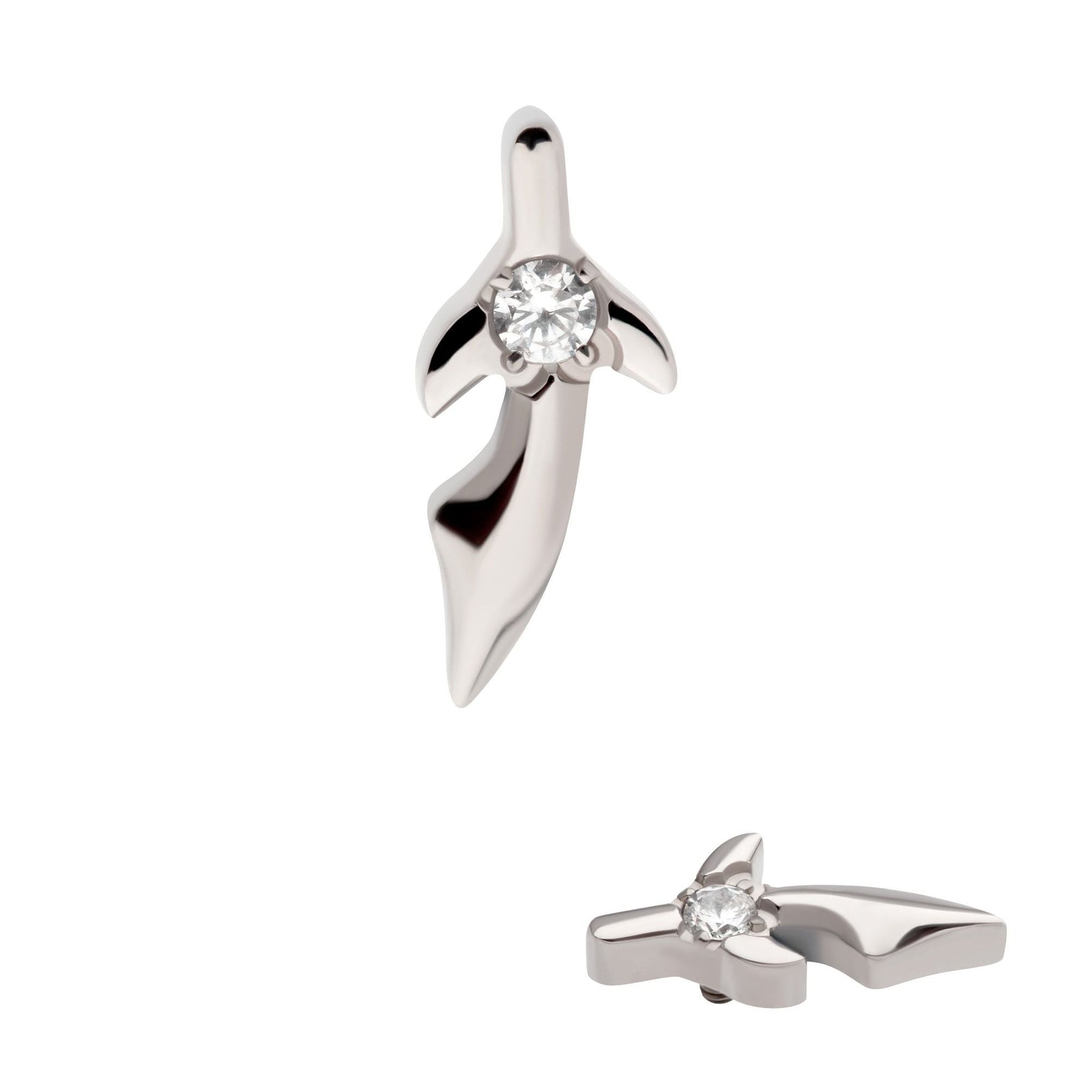 Titanium Internally Threaded Center Prong Set CZ Dagger Top titd825c -Rebel Bod-RebelBod