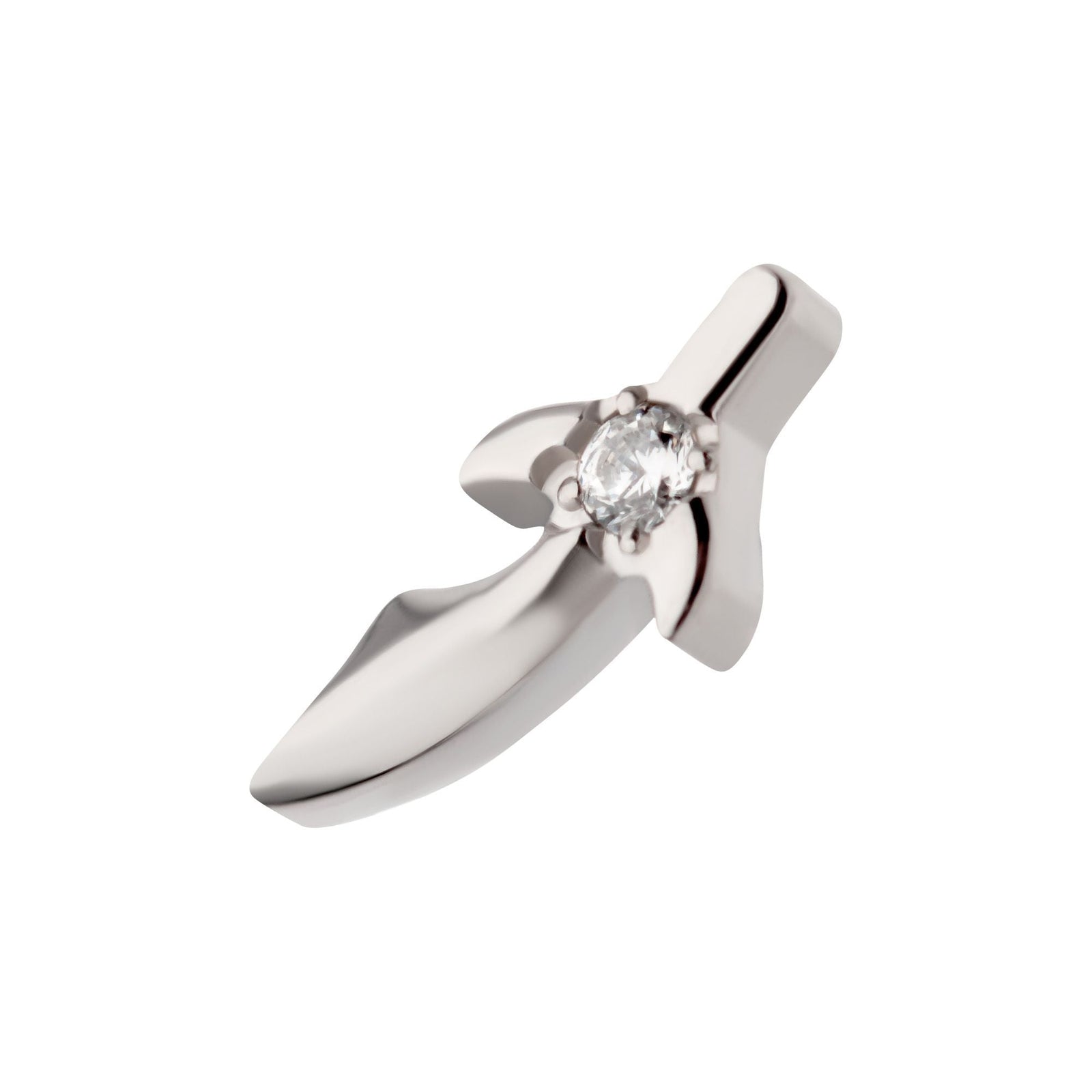 Titanium Internally Threaded Center Prong Set CZ Dagger Top titd825c -Rebel Bod-RebelBod