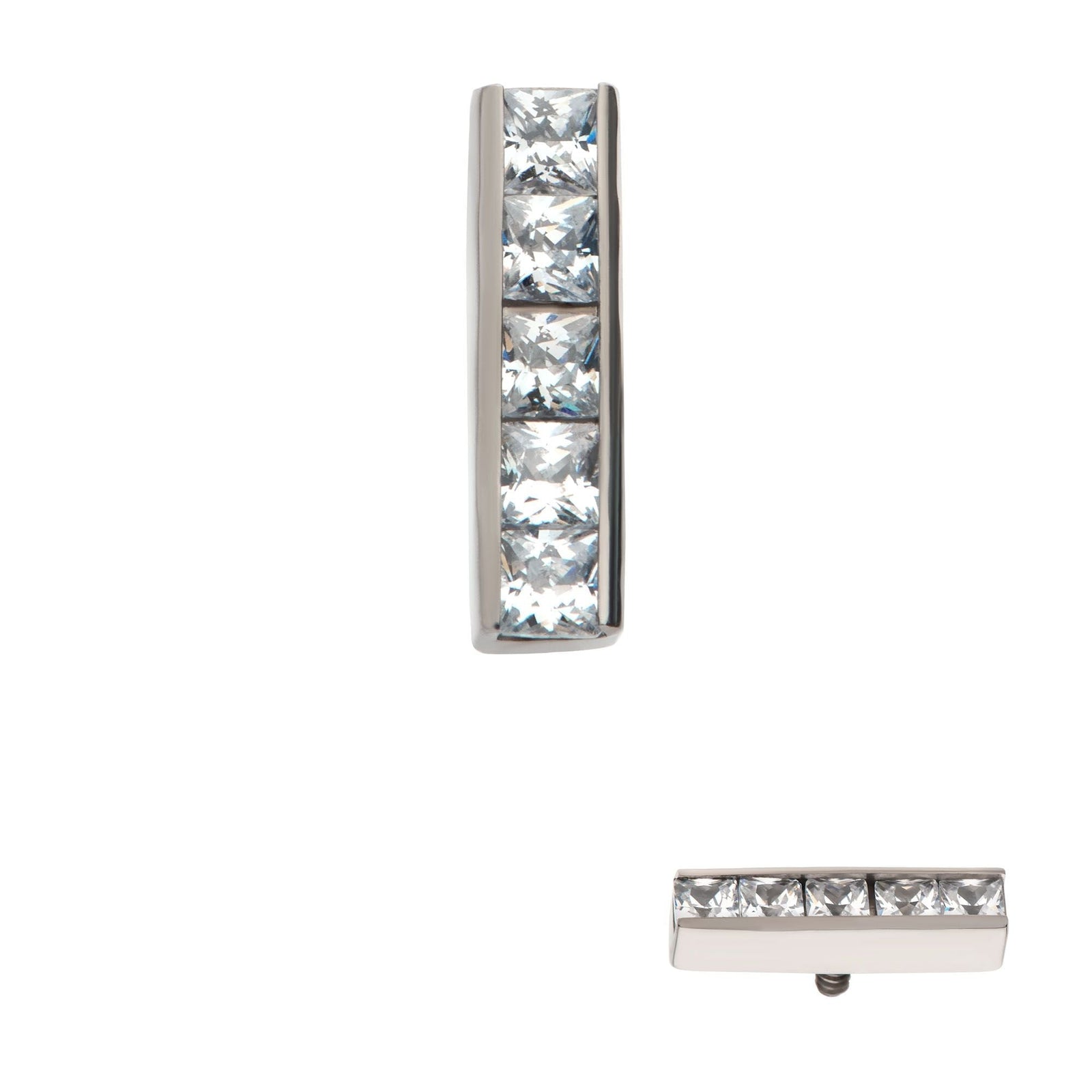 Titanium Internally Threaded CNC Set Clear CZ 5-Cluster Bar Top titd20085 -Rebel Bod-RebelBod