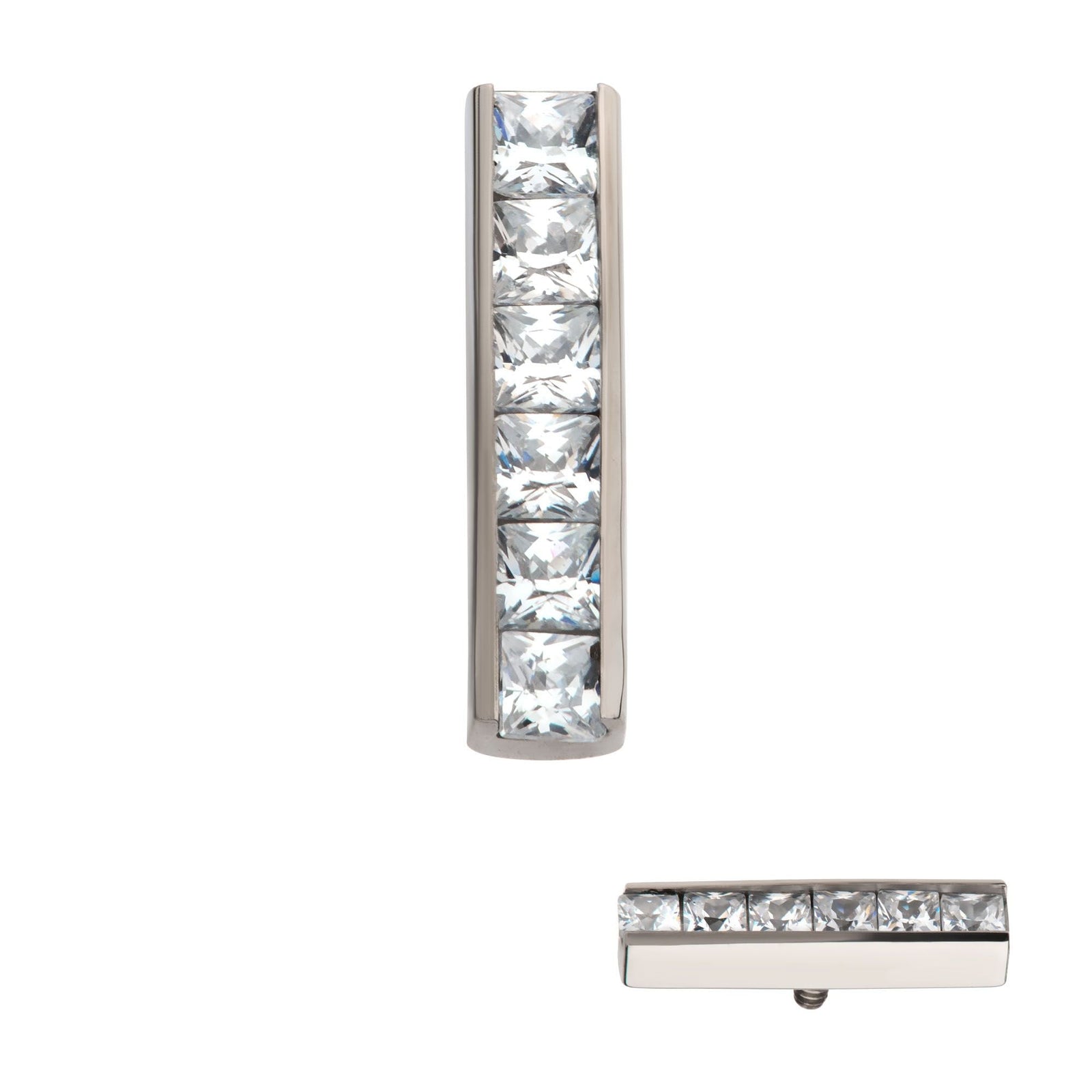 Titanium Internally Threaded CNC Set Clear CZ 6-Cluster Bar Top titd20086 -Rebel Bod-RebelBod
