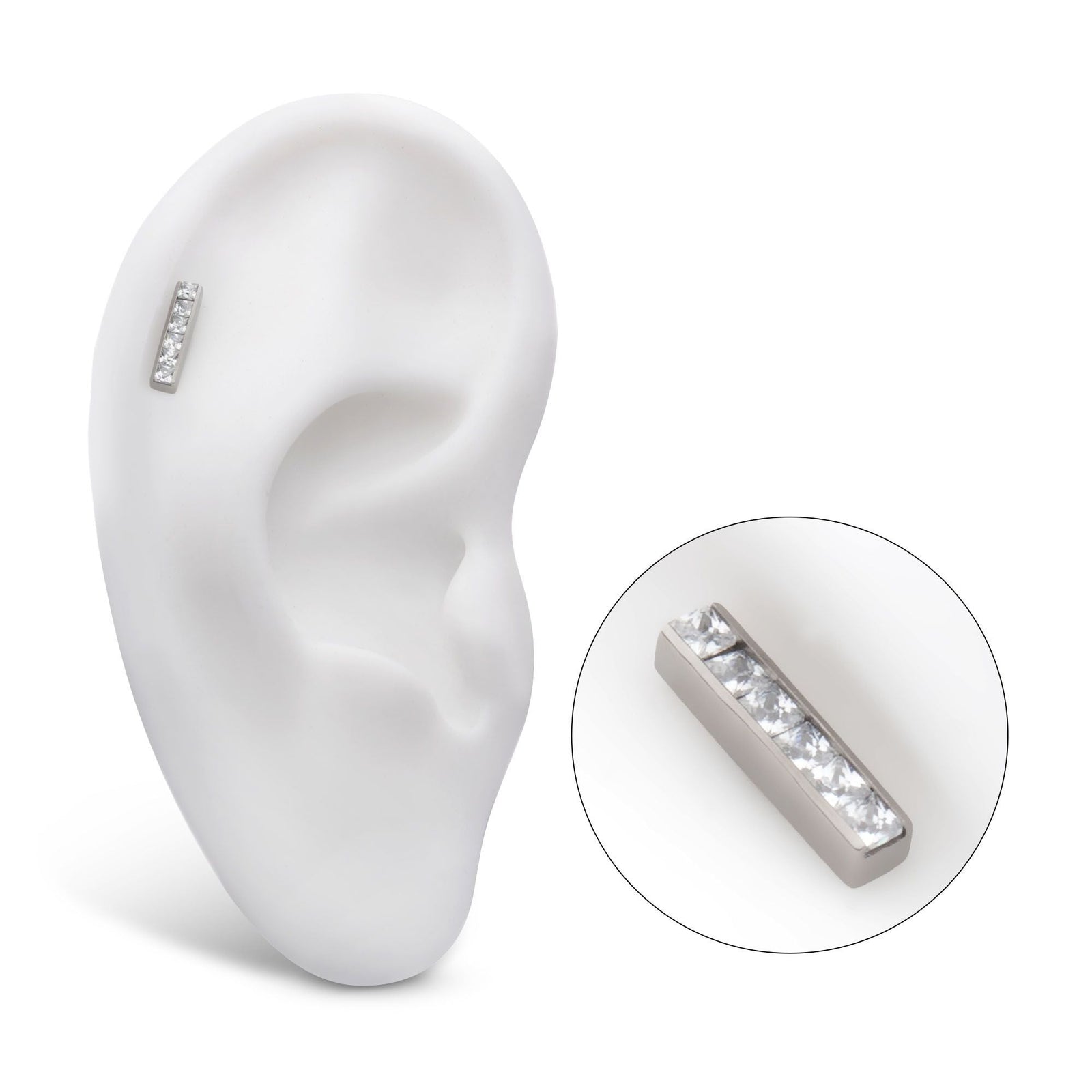 Titanium Internally Threaded CNC Set Clear CZ 6-Cluster Bar Top titd20086 -Rebel Bod-RebelBod