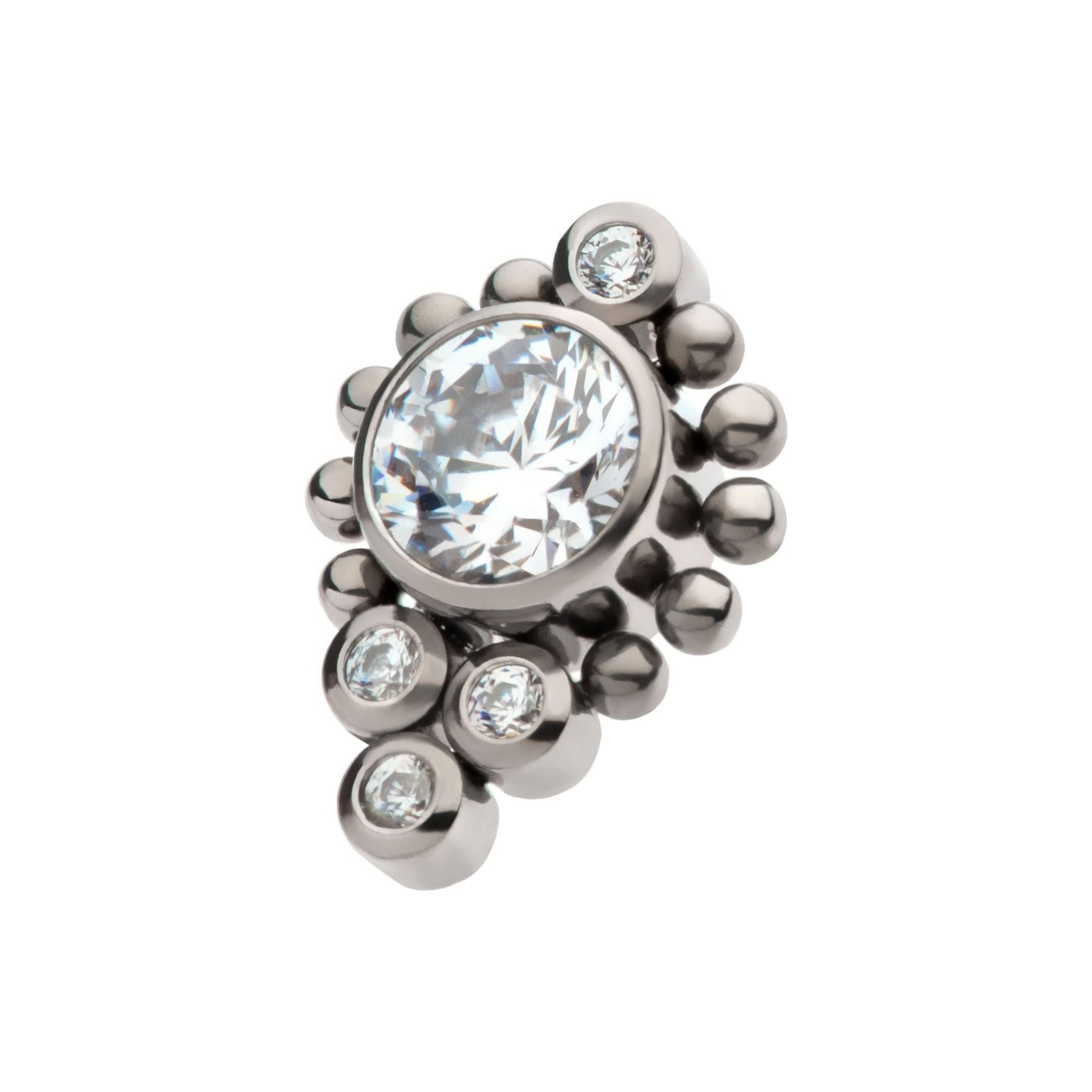 Titanium Internally Threaded CZ/Opal Beaded Cluster Top titd20091c -Rebel Bod-RebelBod