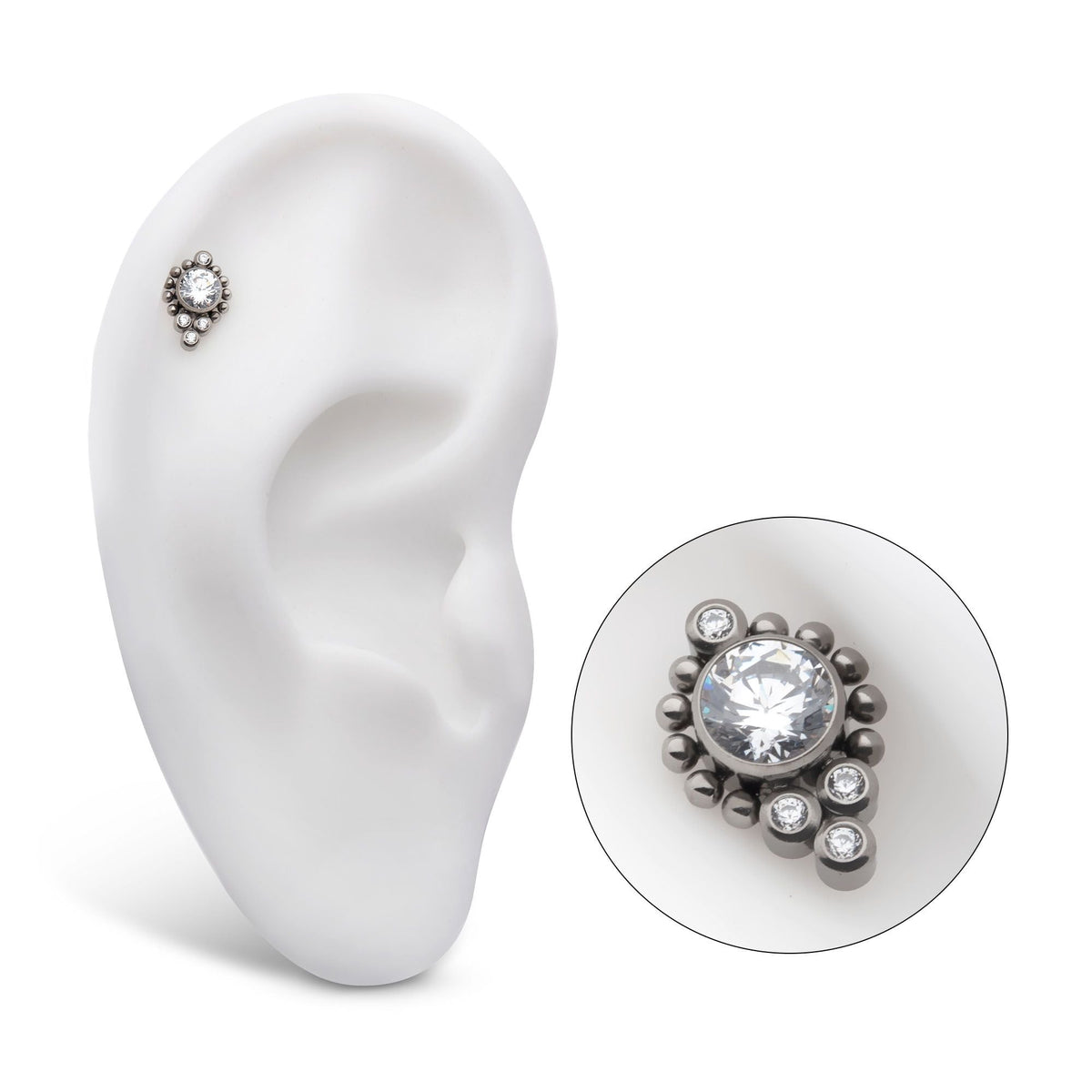 Titanium Internally Threaded CZ/Opal Beaded Cluster Top titd20091c -Rebel Bod-RebelBod