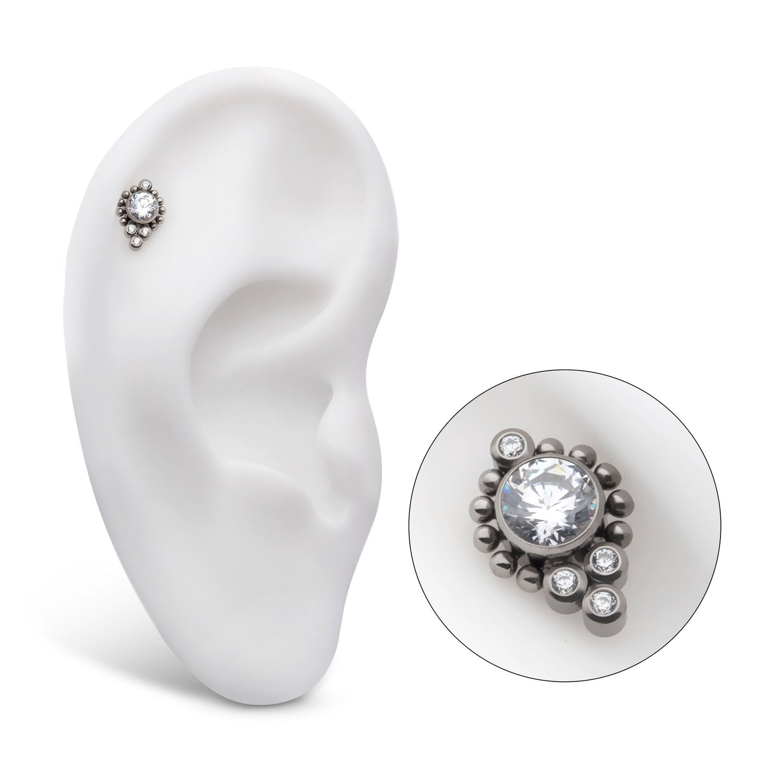 Titanium Internally Threaded CZ/Opal Beaded Cluster Top titd20091c -Rebel Bod-RebelBod