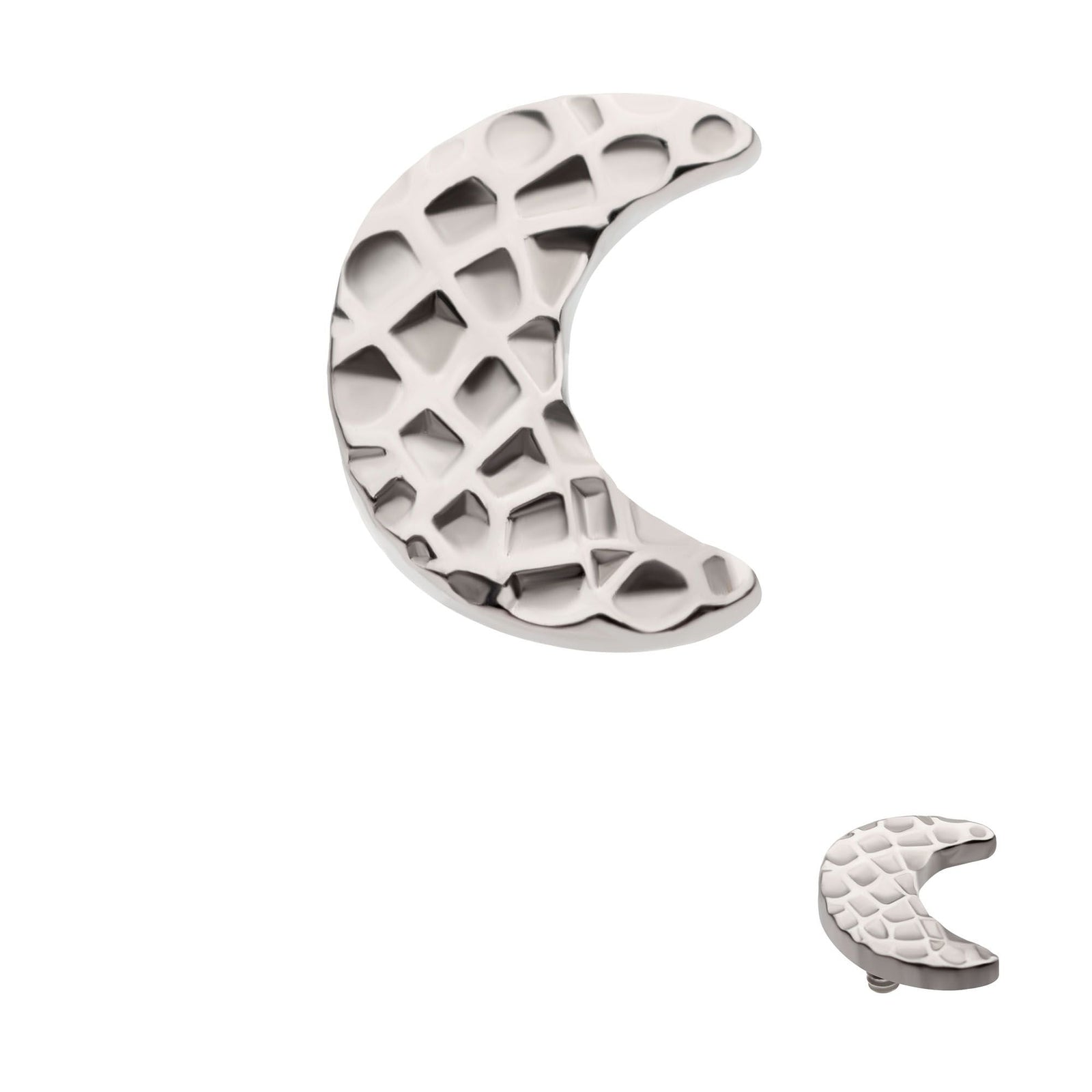 Titanium Internally Threaded Hammered Crescent Moon Top titd59 -Rebel Bod-RebelBod