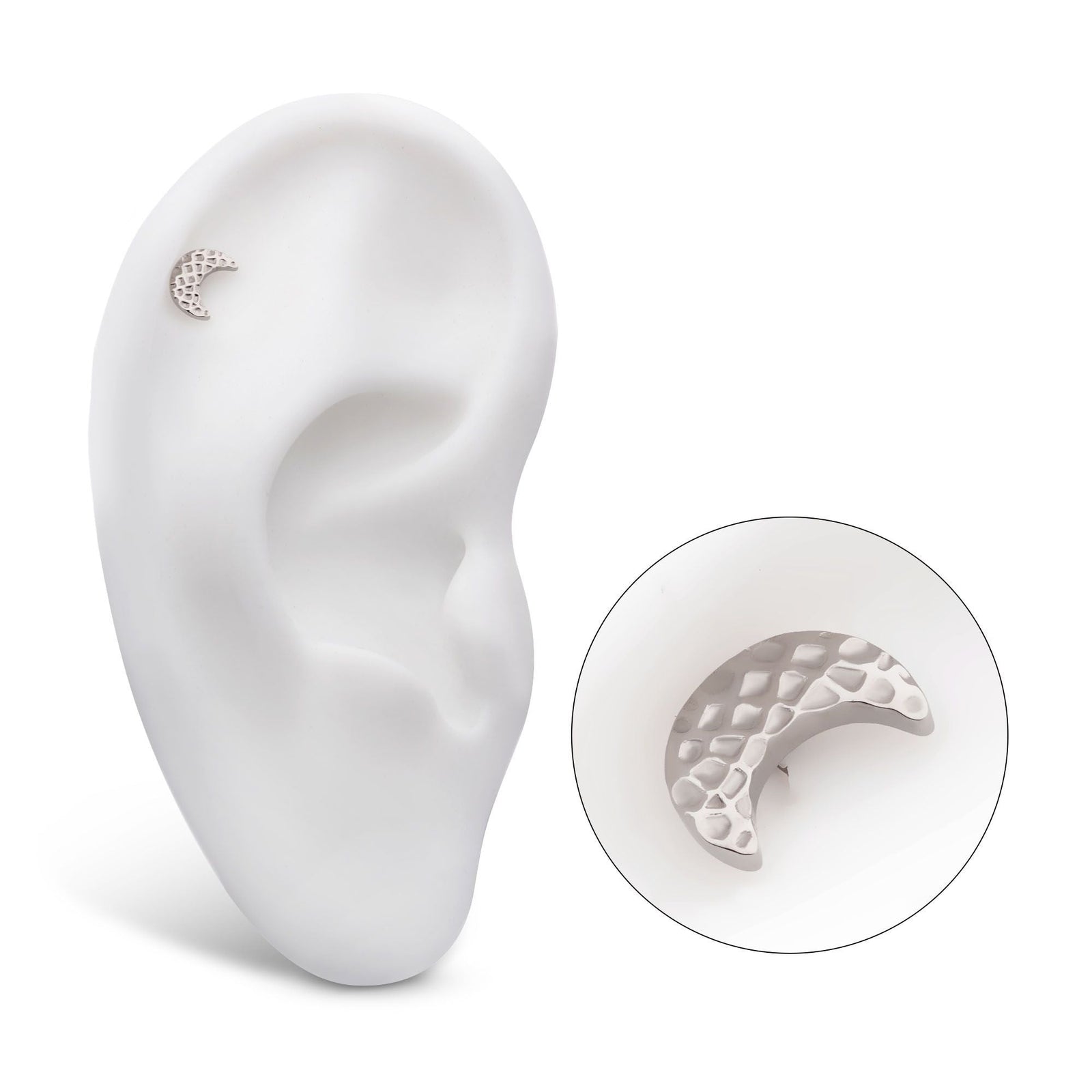 Titanium Internally Threaded Hammered Crescent Moon Top titd59 -Rebel Bod-RebelBod