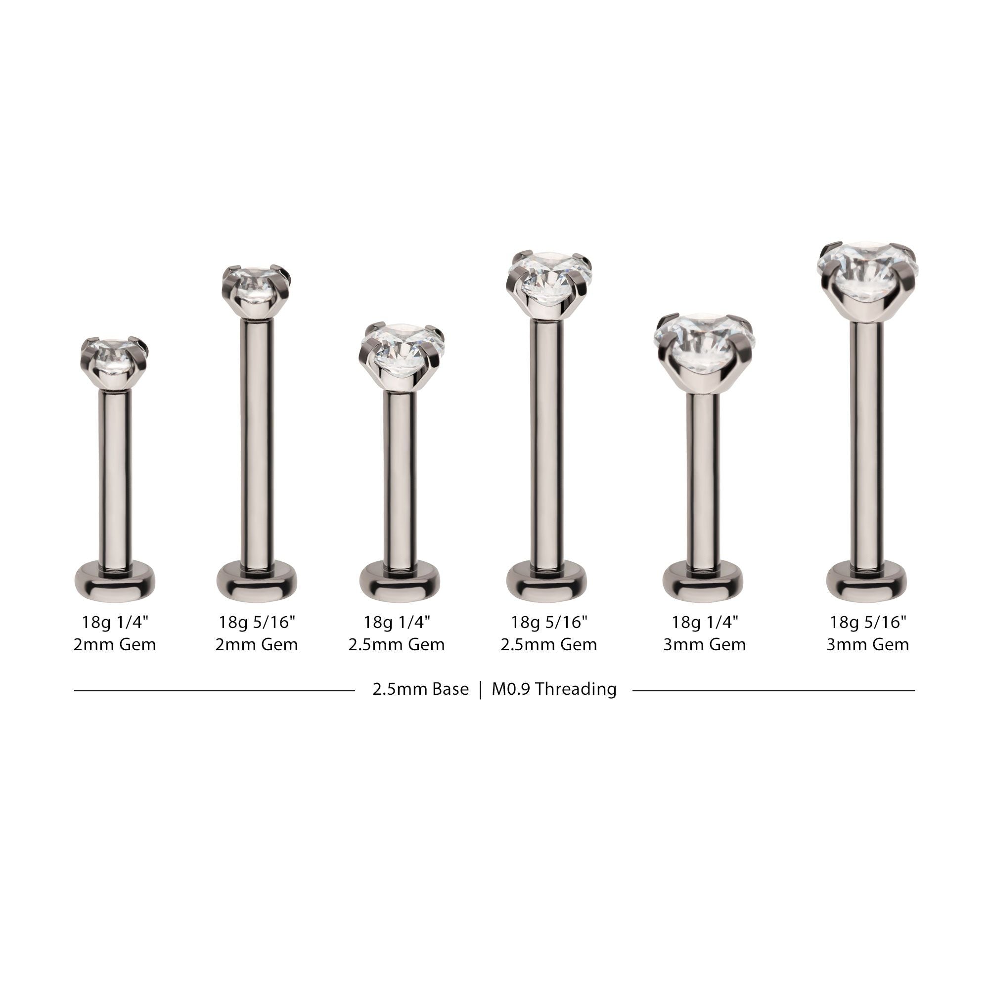 18g Helix Piercing Titanium Flat Back Earring Stud 5/16 Length Tragus Barbell Lip Labret Earlobe Piercing Earring 3mm Clear Gemstone 18g 5/16 (8mm)