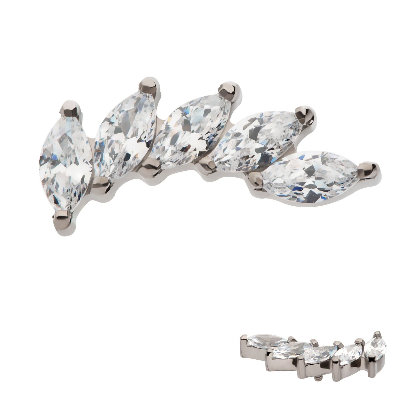 Titanium Internally Threaded Prong Set Marquise 5 Gem Curved Fan Top titd800 -Rebel Bod-RebelBod
