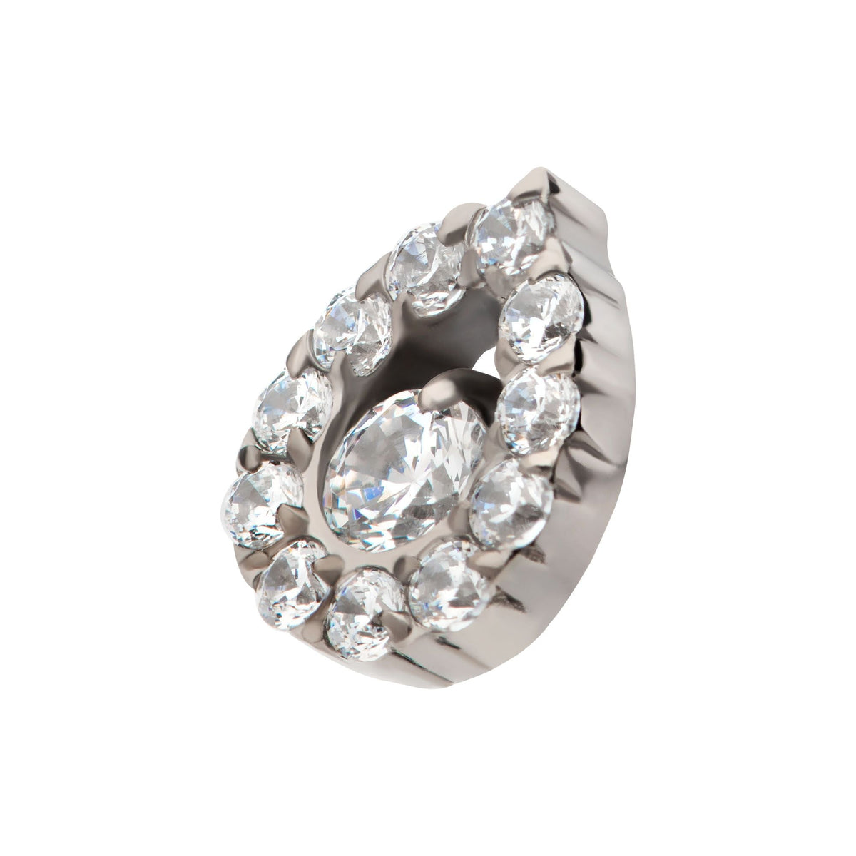 Titanium Internally Threaded Round CZ Center Hollow Teardrop Shape Top titd805 -Rebel Bod-RebelBod