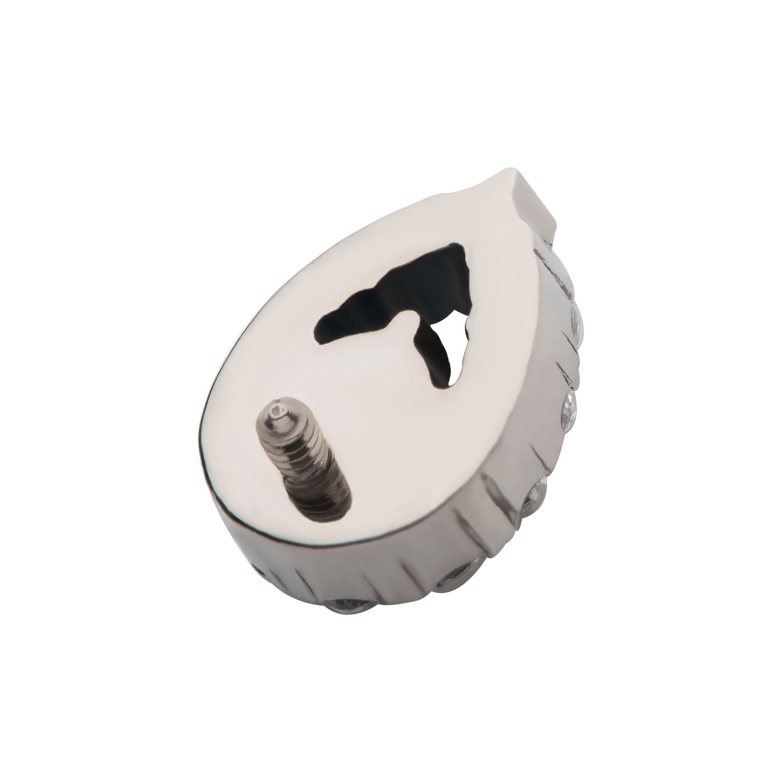 Titanium Internally Threaded Round CZ Center Hollow Teardrop Shape Top titd805 -Rebel Bod-RebelBod